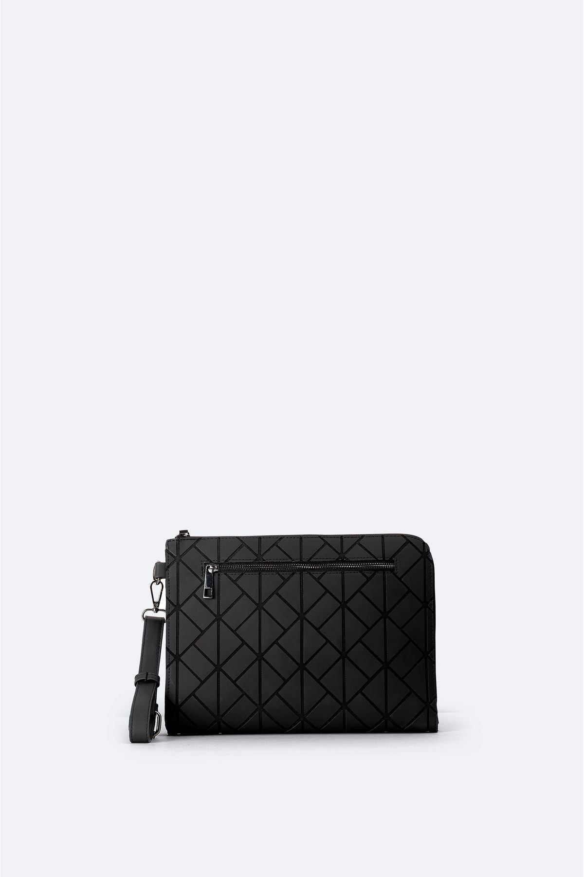 Men's black zipper closing handbag A42y9102