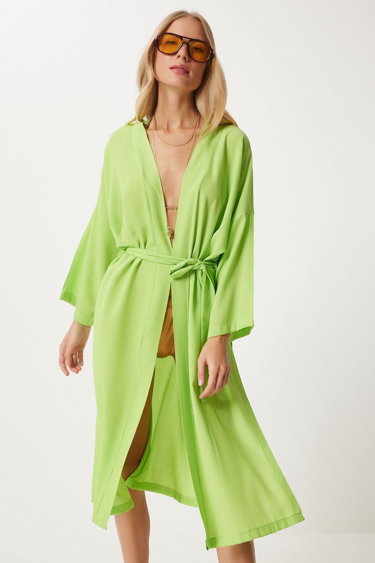 Female peanut green belt kinkil viscone Kimono DD00958