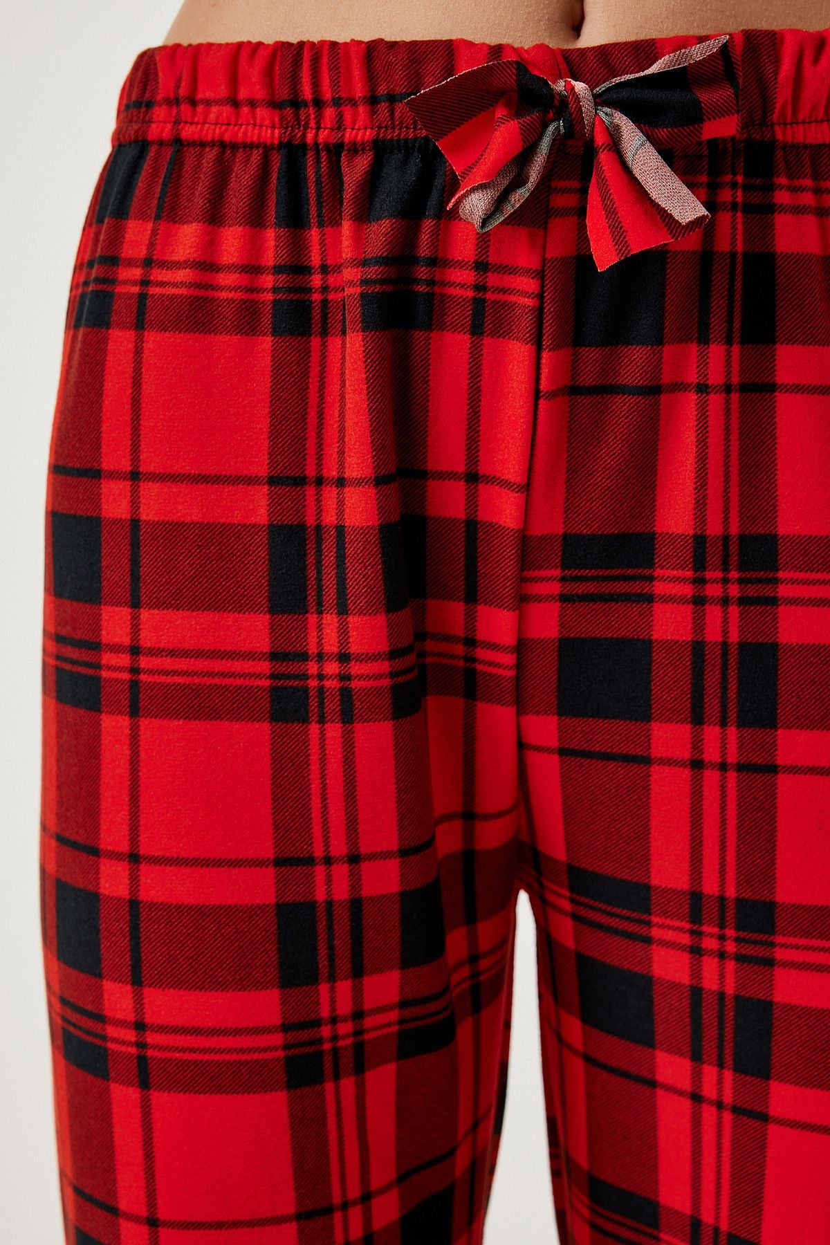 Woman Red Patterned Soft textured knitting pajamas six Ce00089