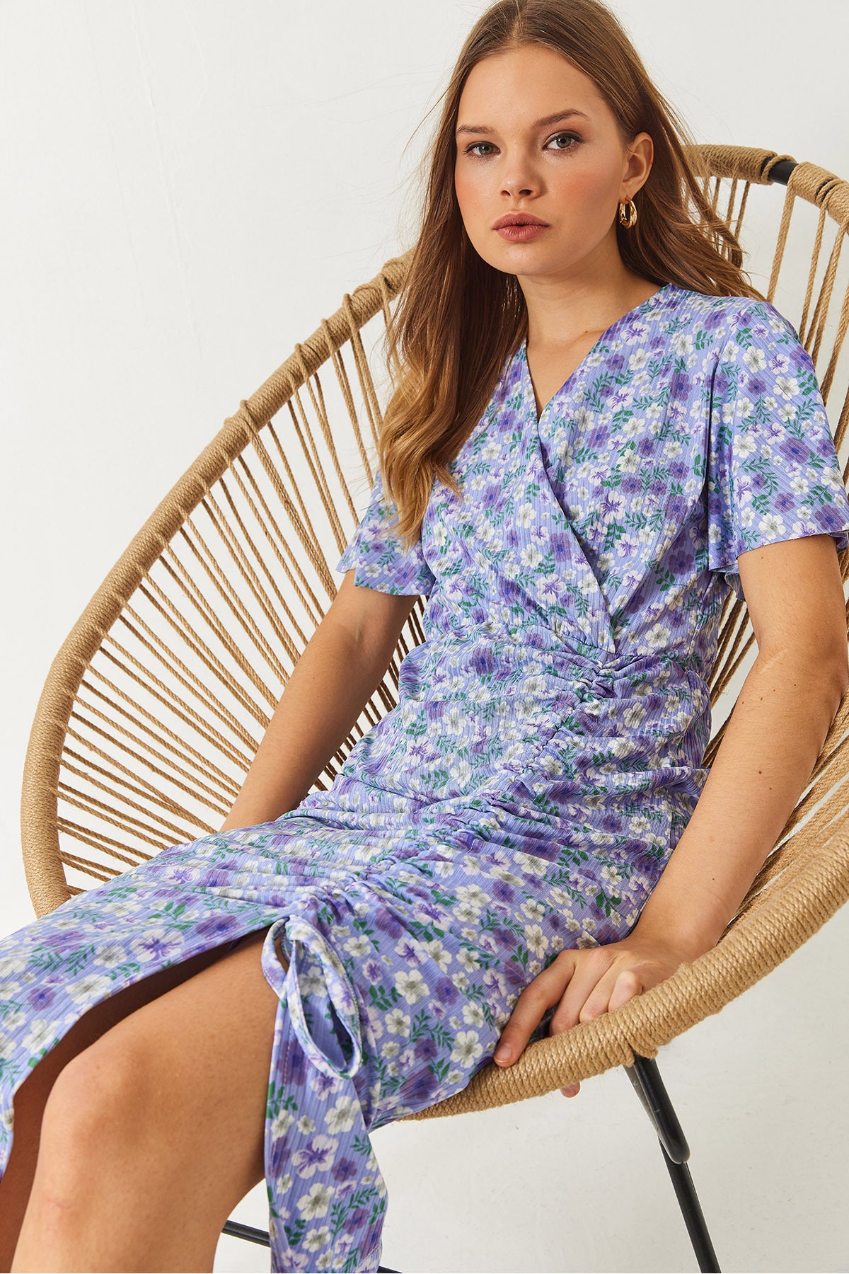 Women's Floral Wrap Collar Summer Dress 60261471