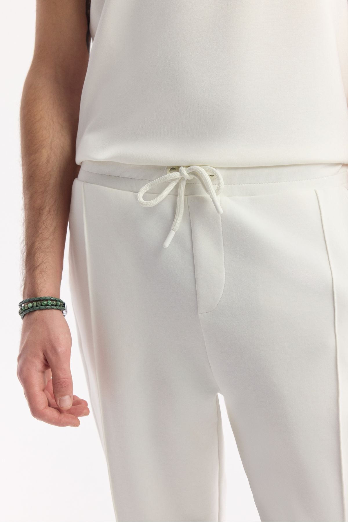 Men's Ecru Waist Laccik with Laccik Side Pocket Ribber Interlok Jogger A51y3400