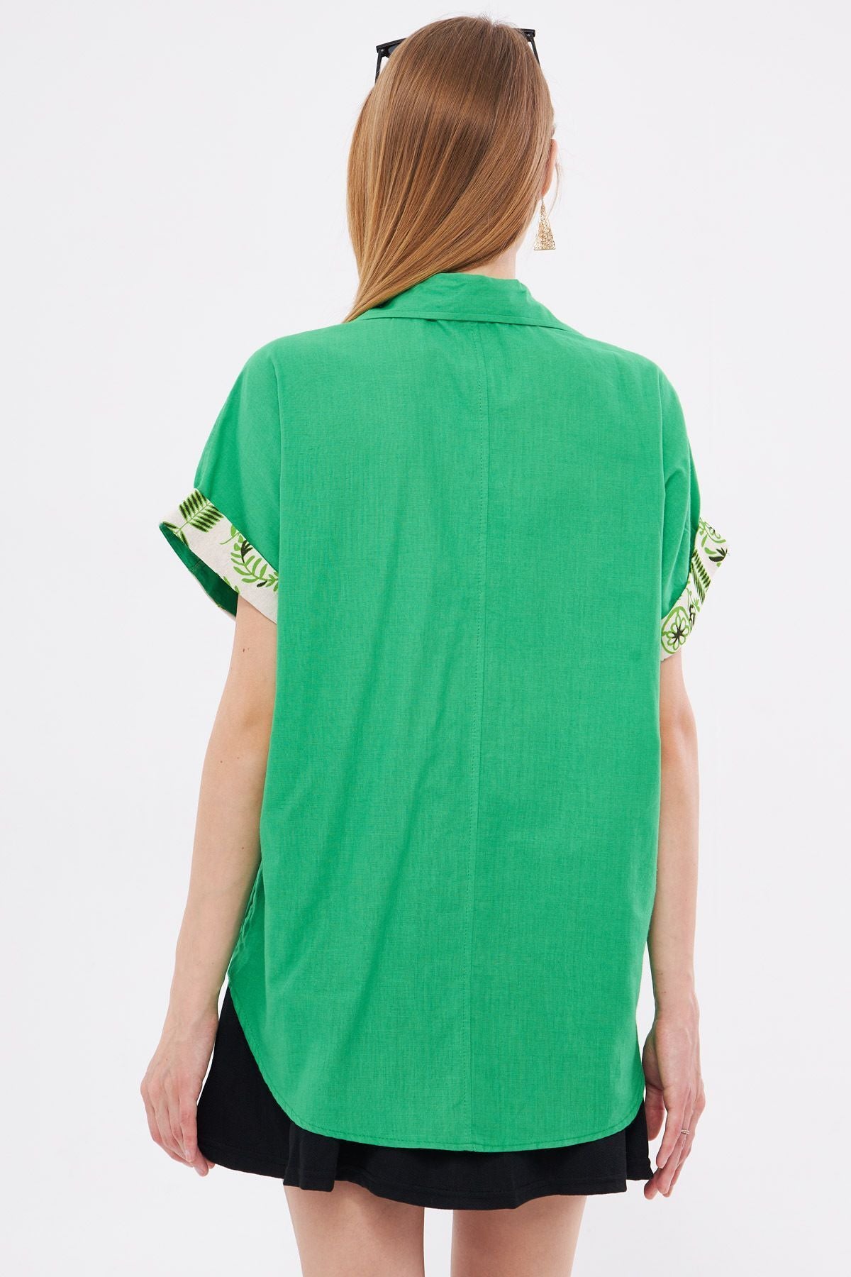 Woman Green Oversize double arm detailed shirt ARM-24Y001075