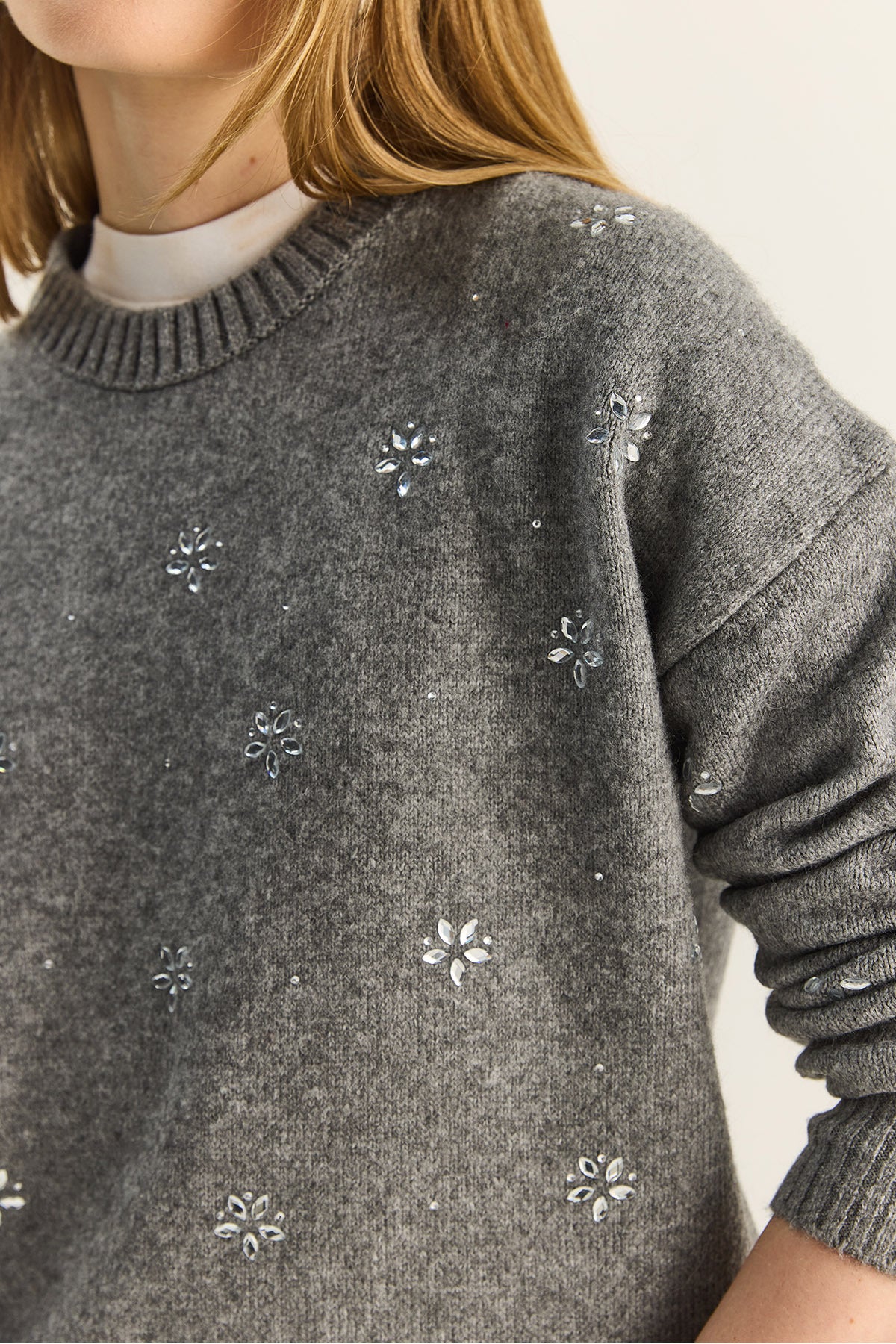 Women's Crystal Stone Detailed Knitwear Sweater TK251195 60283910