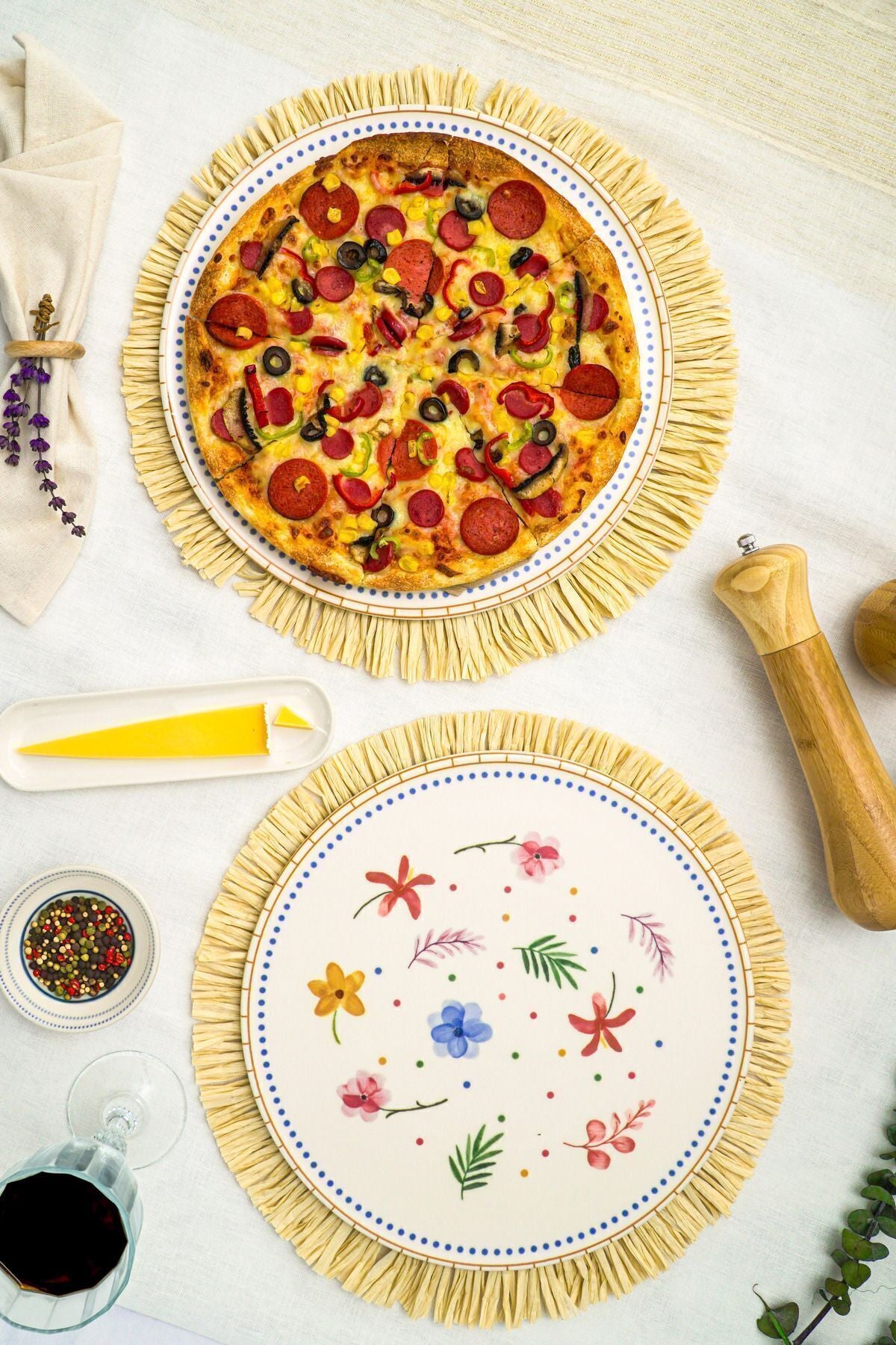 Dalya 32 cm 2 Porcelain Pizza and Service Plate