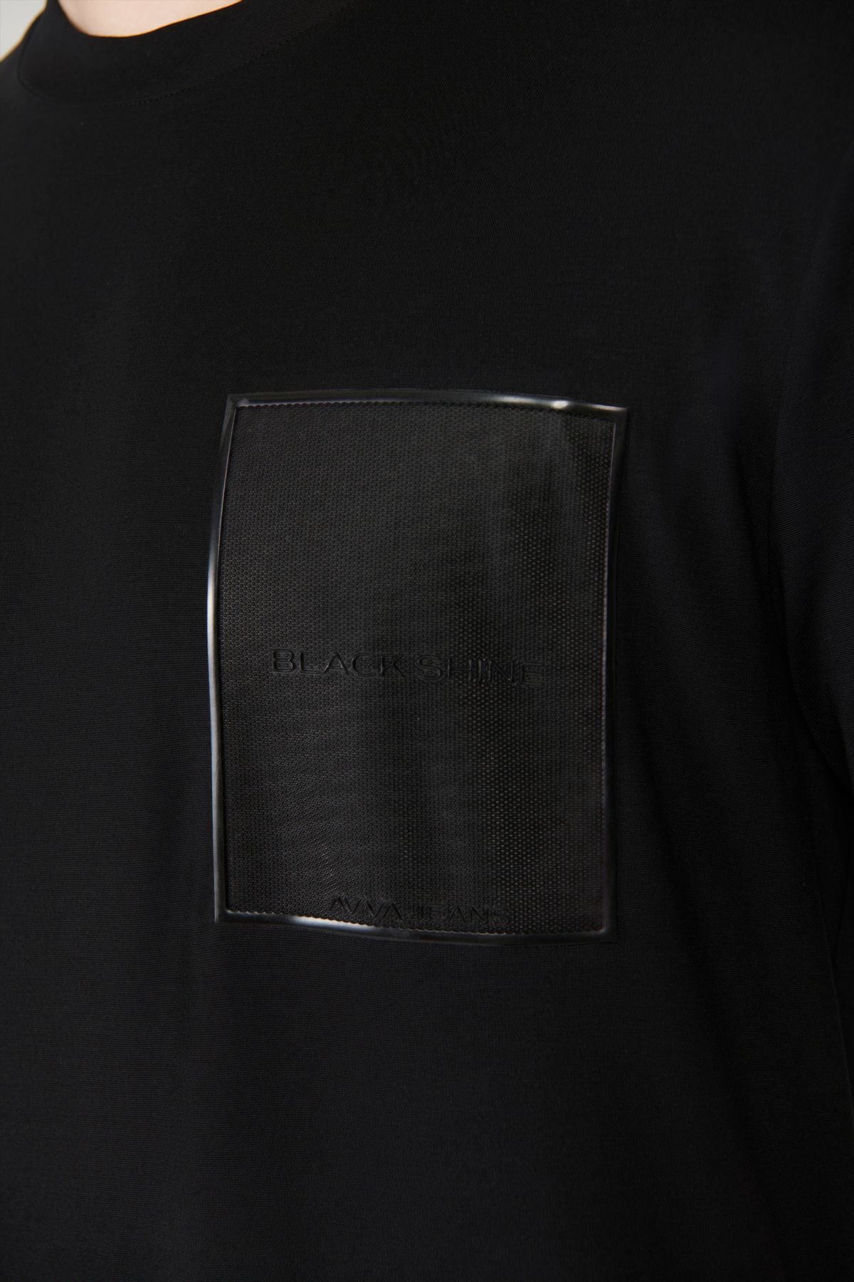 Men's black bike collar printed soft touch t-shirt A41y1010