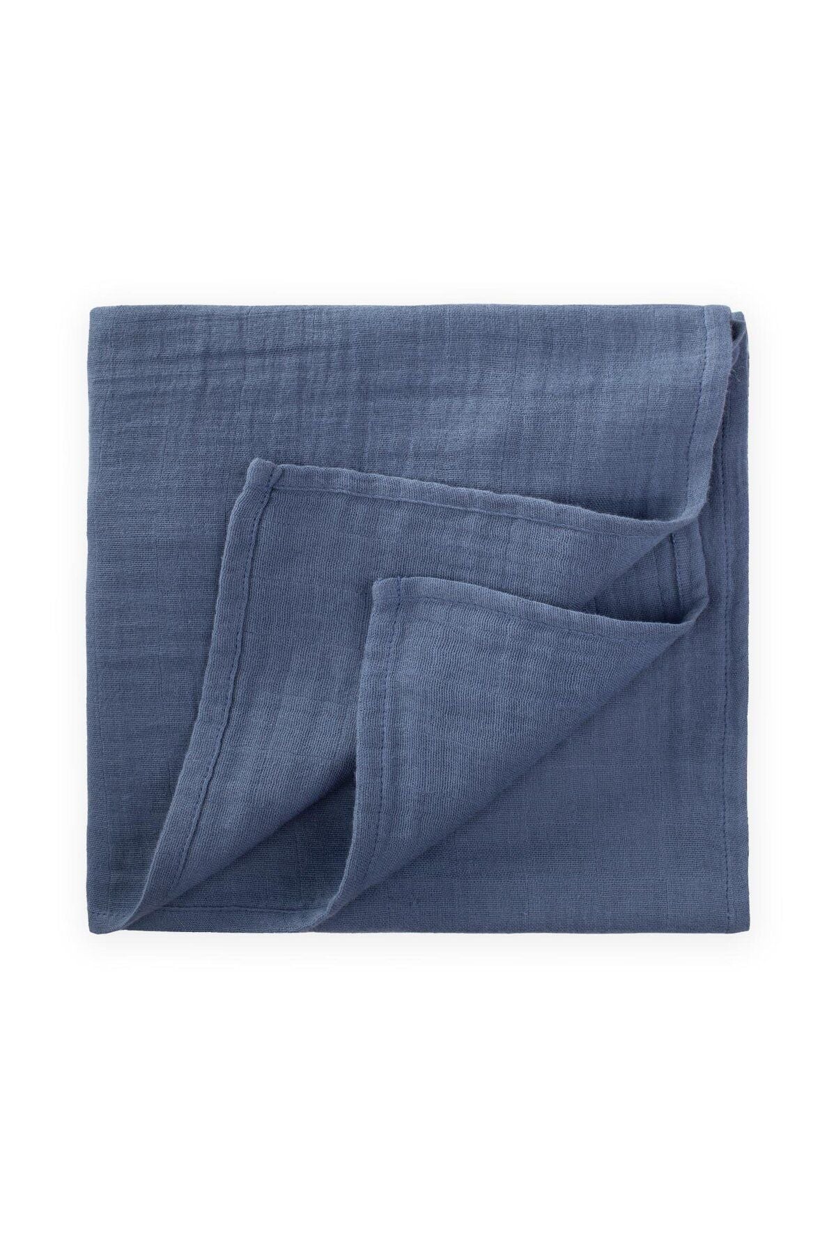 Kareli Muslin Blanket 100x100 Cm Indigo Blue