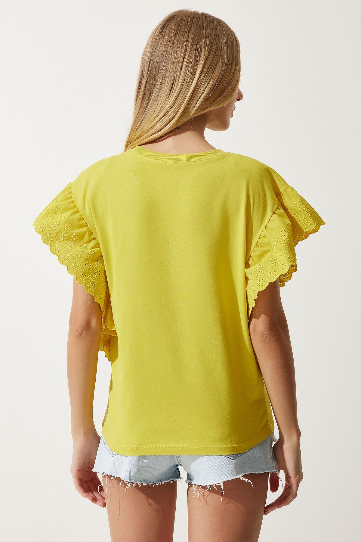 Woman Yellow Fisto Knitting Blouse BF00093