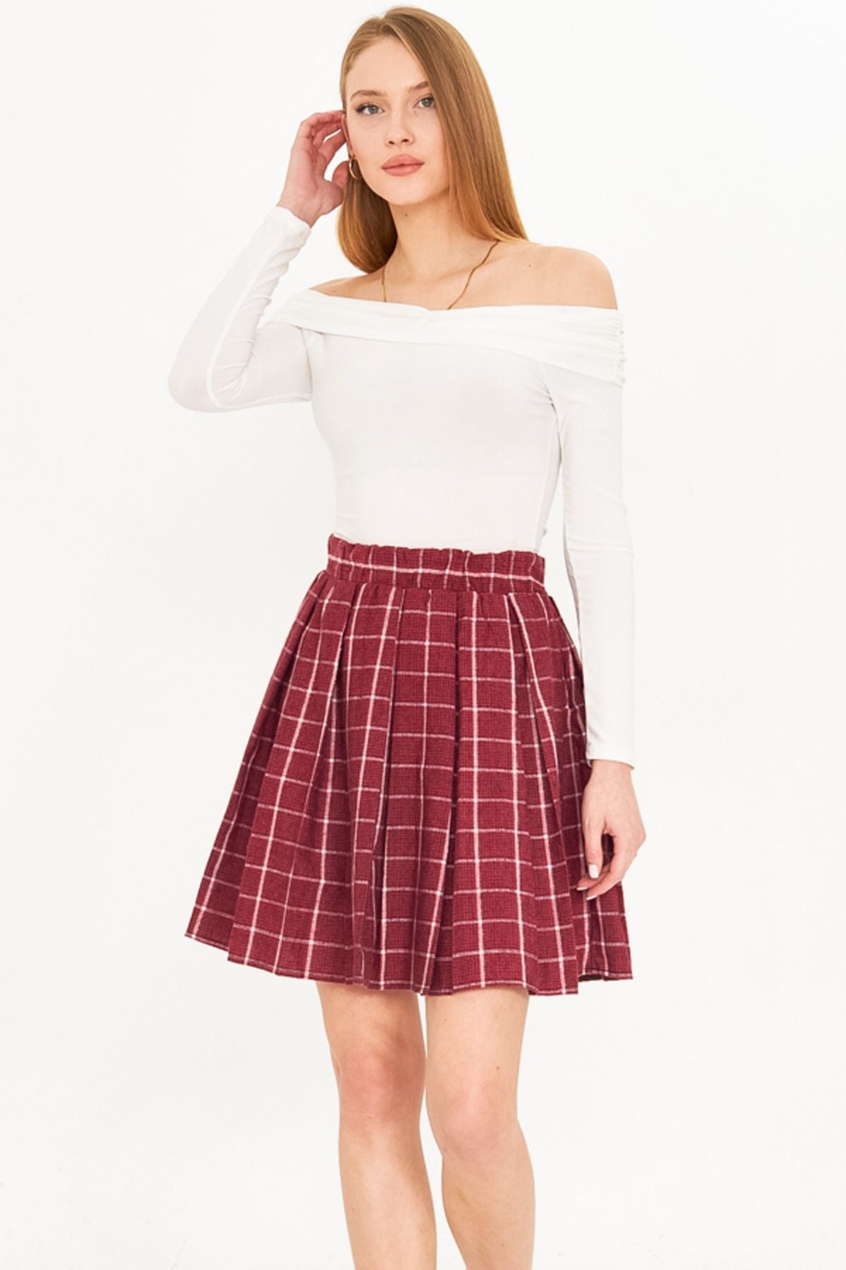 Woman Koyubordo Plaid Short Clash Skirt ARM-22K001014