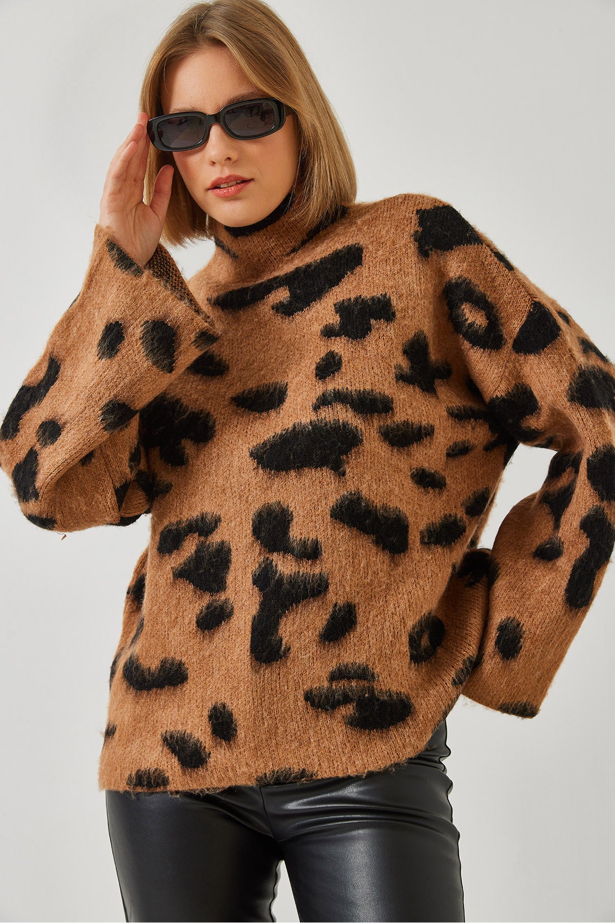 Women's Half Turtleneck Patterned Knitwear Sweater 241188 60261035