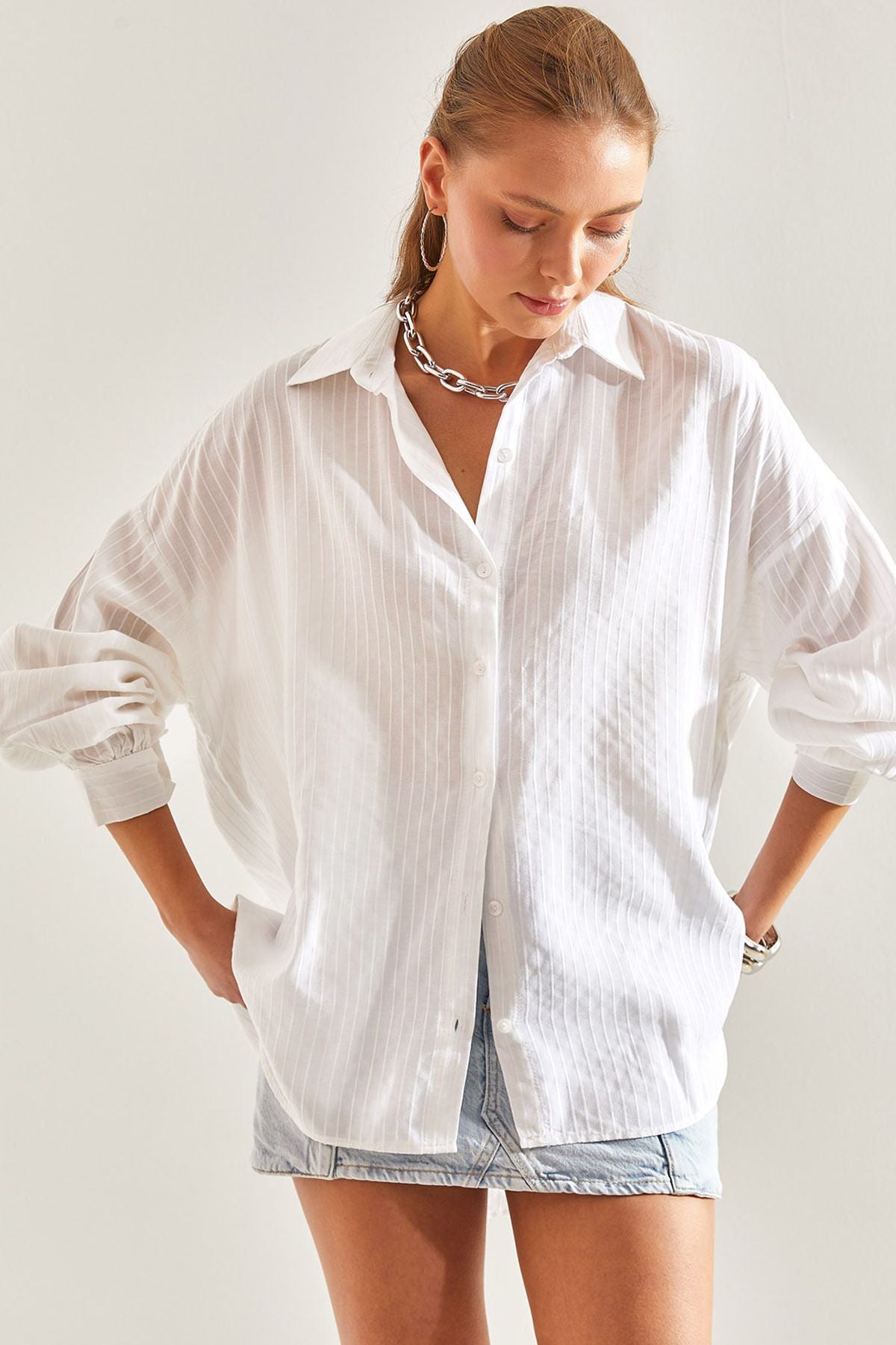 Female Jacquard Linen Shirt 60171028