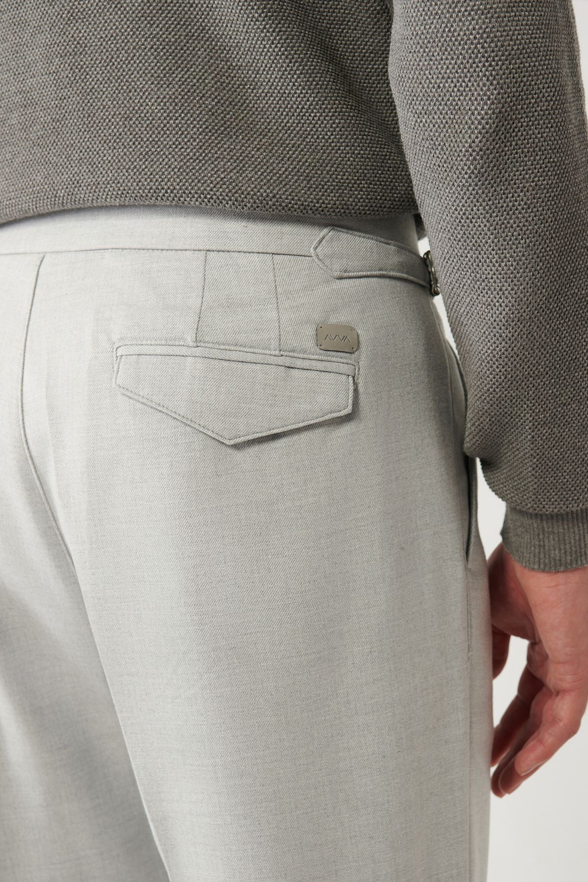 Men's light gray pleated double trousers A32y3084