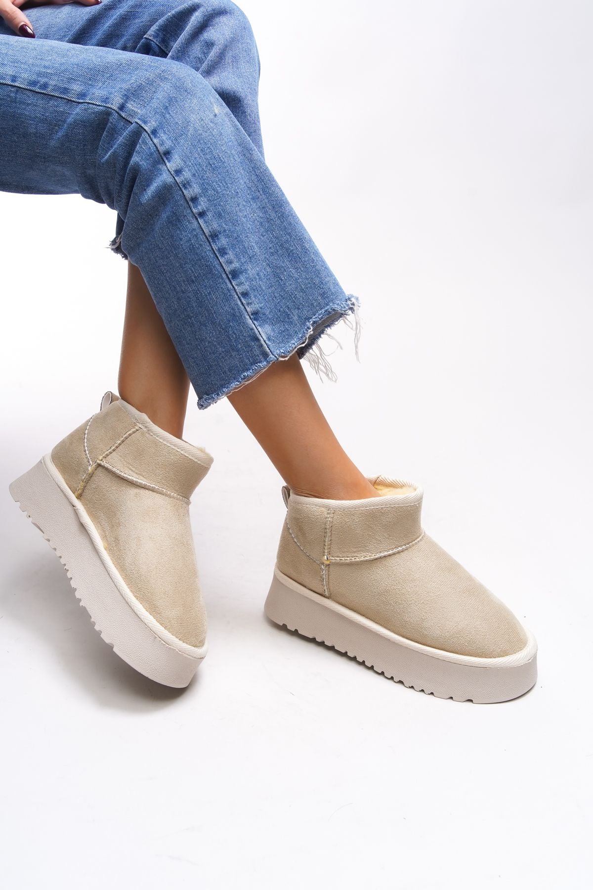 Jilrathla Women's High Based Casual Bot 0012204 Beige