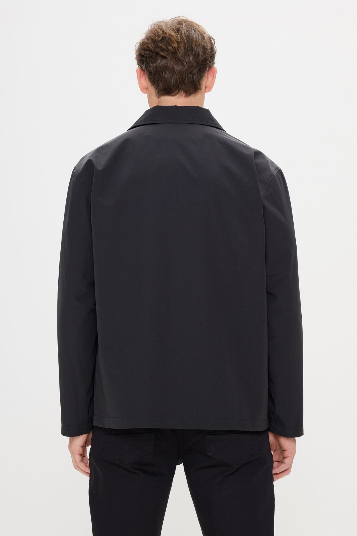 Men's Black Standard Fit Normal Cutting Shirt Caple Capital Coat Coat