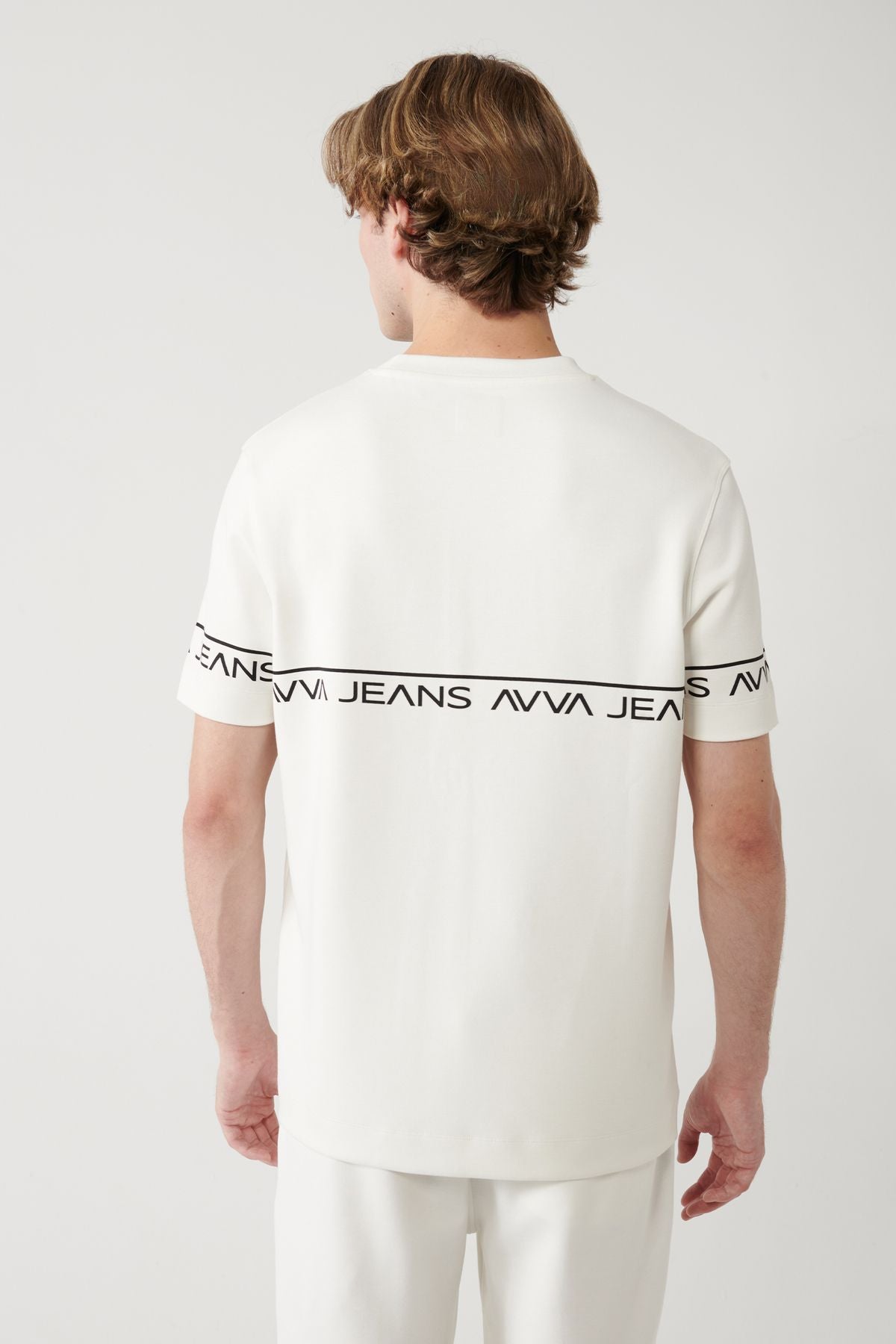 Men's White Printed Bicycle Yaka Soft Touch T-shirt A41y1329