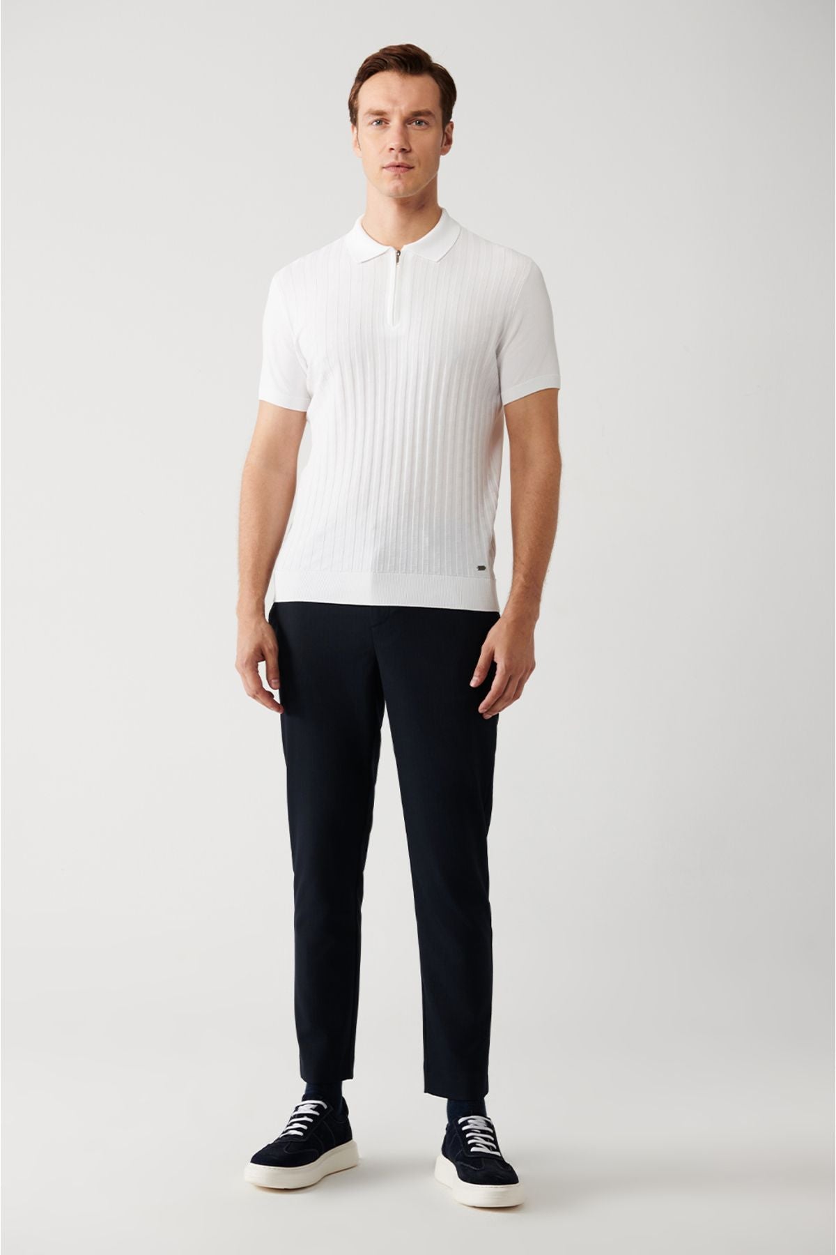 Men's ecru zipper texture rayon knitwear t-shirt a32y5028