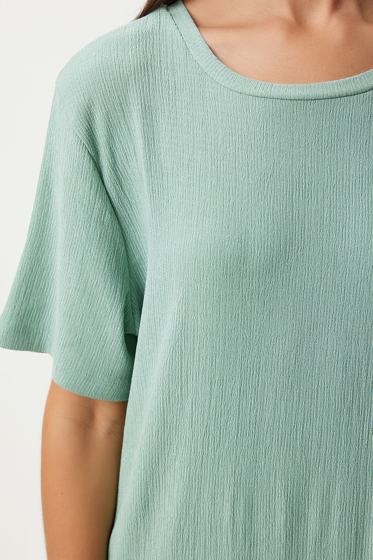 Women's Cagla Green Long Daily Knitting Dress DZ00076