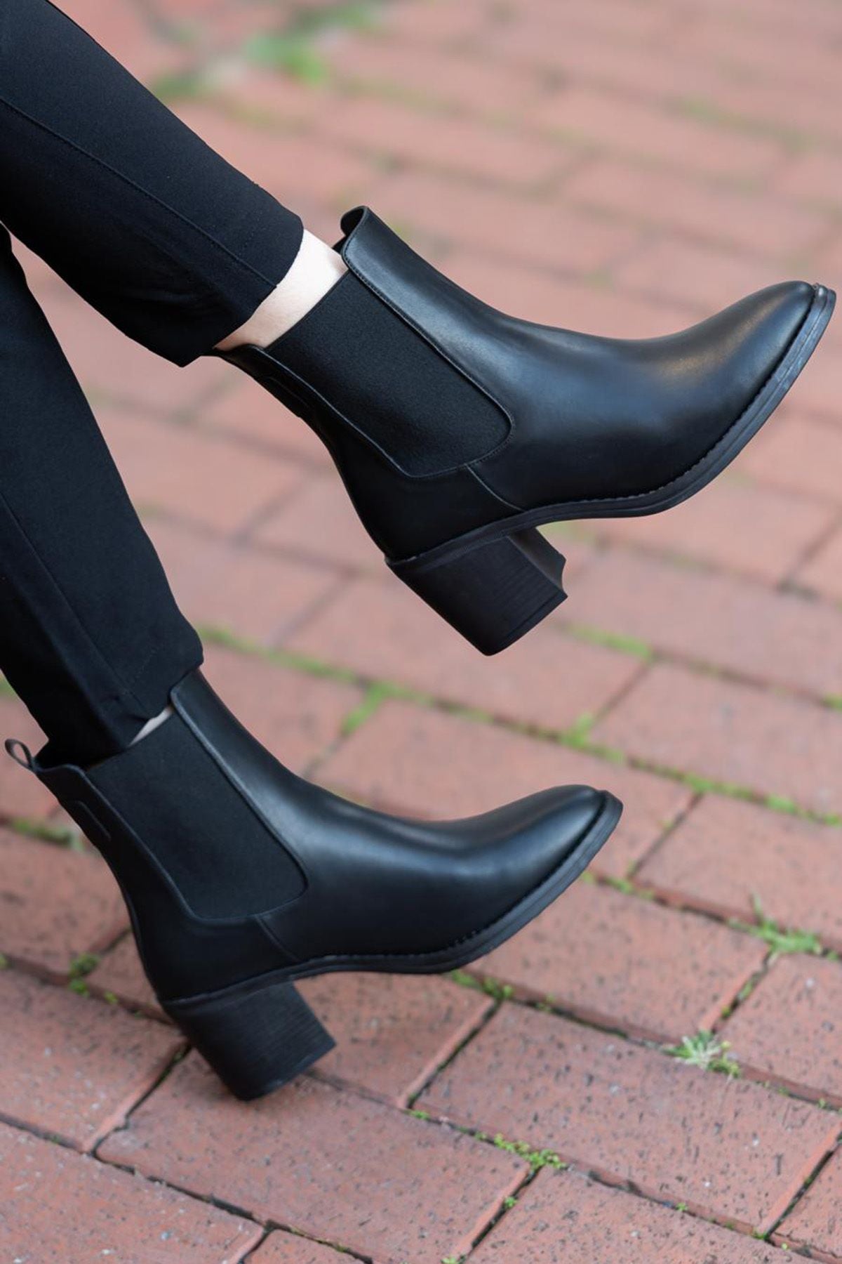 WOMEN DOUBLE ELAFICE Chelsea Heels Boot Sotrav Black