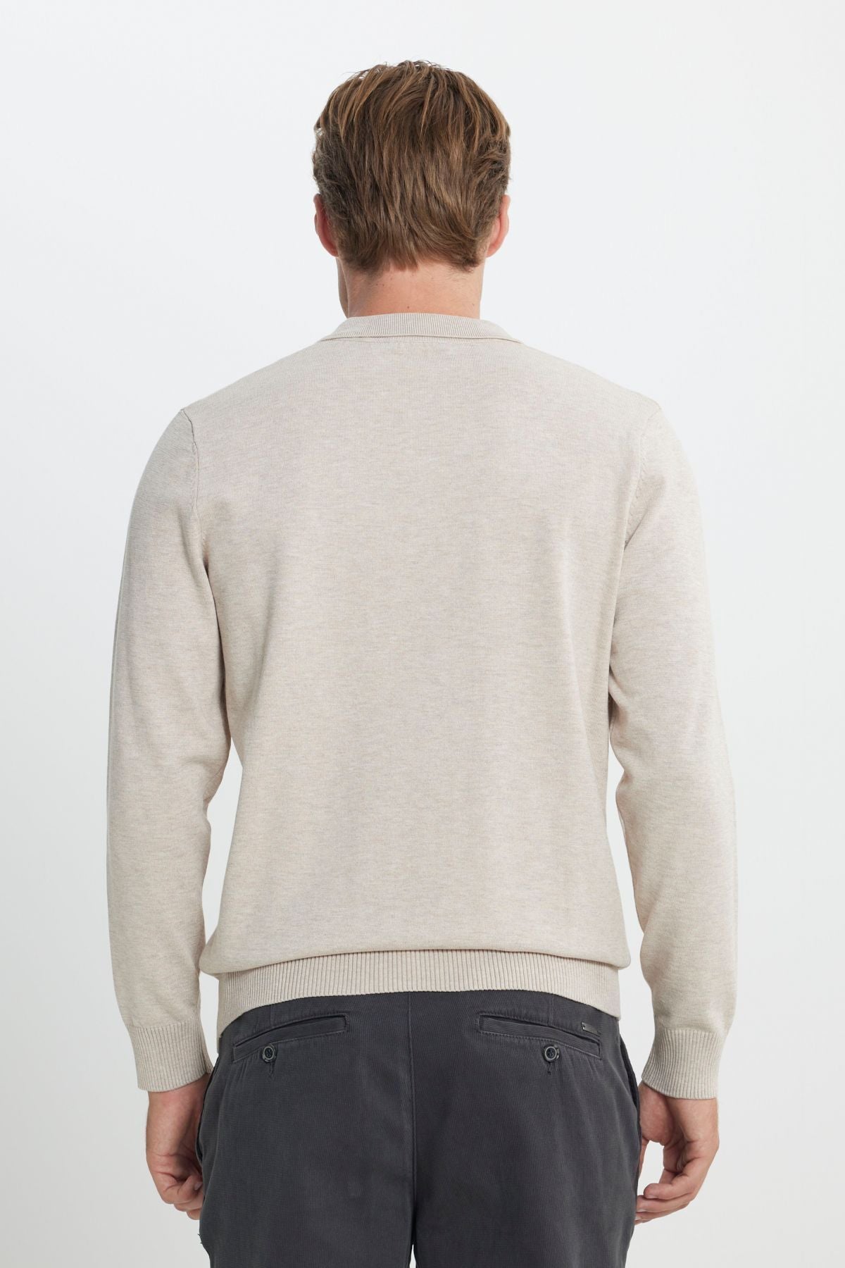 Men's Beige Melanj Standard Fit Normal Cut Polico Sweater