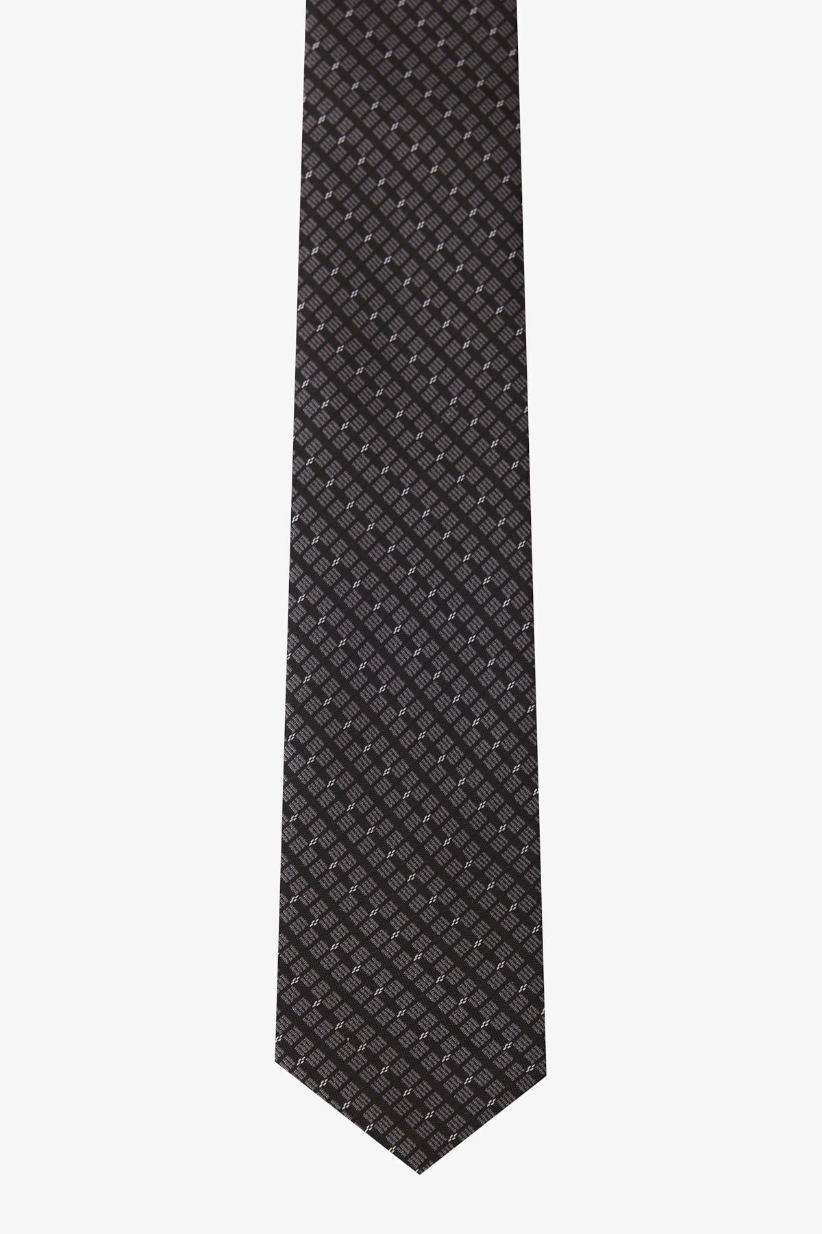 Men's anthracite patterned tie