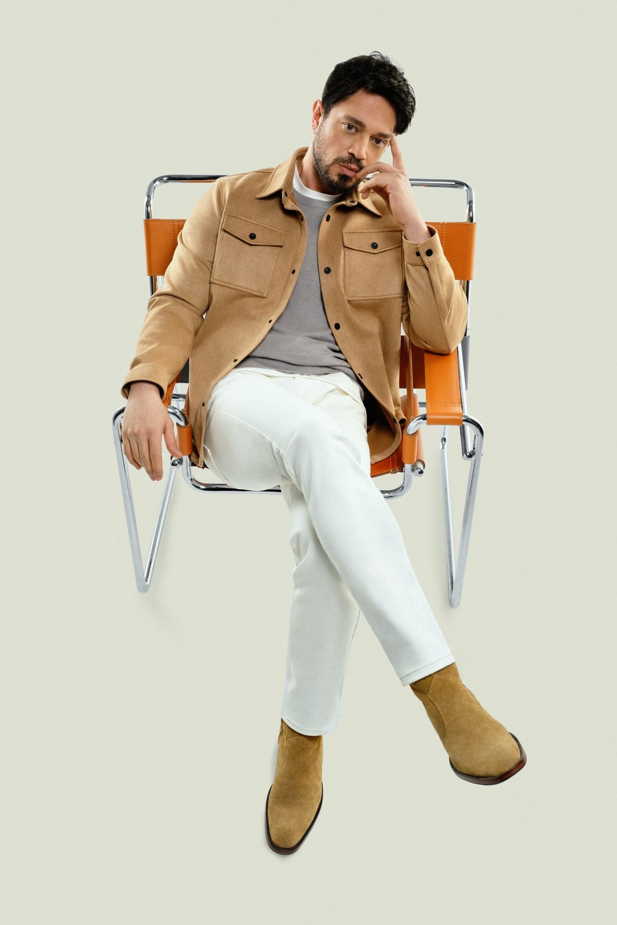 Male Ecru Rinse Wash Flexible Pants A41y3504