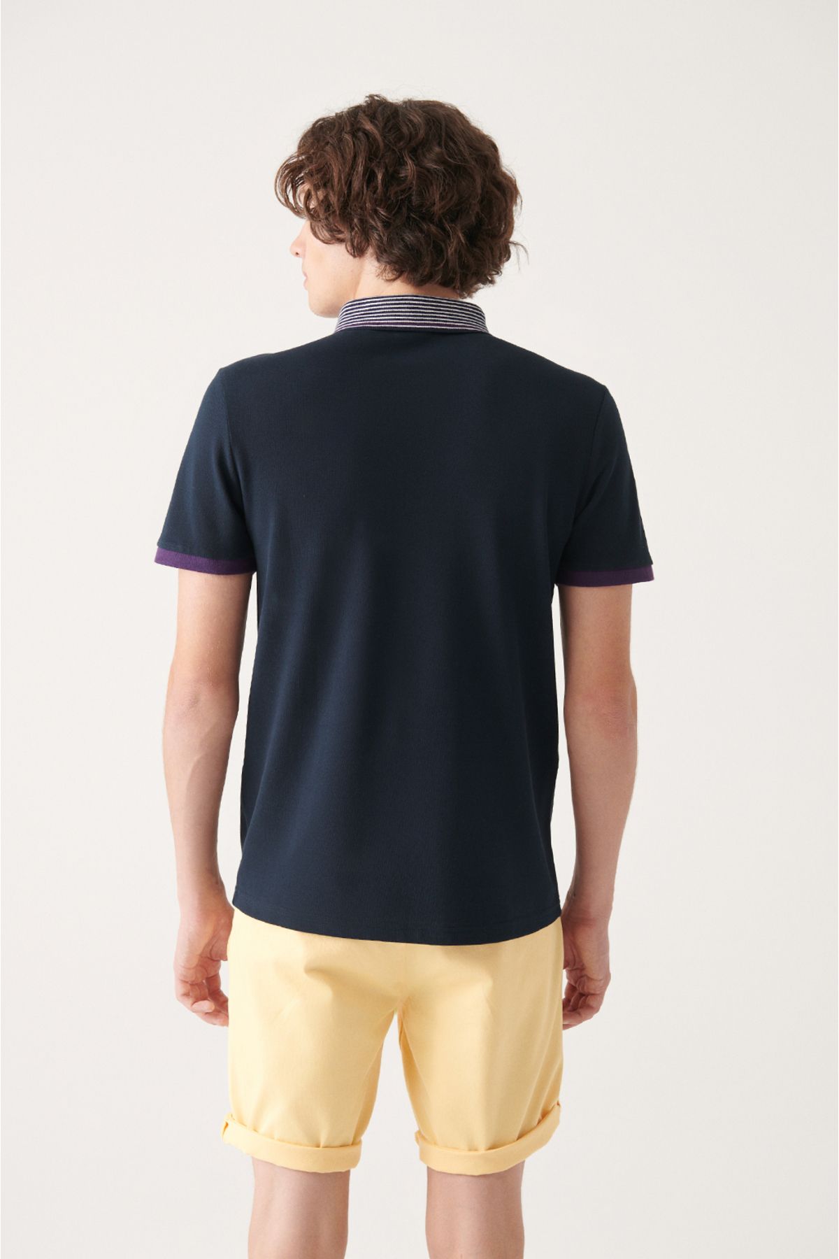 Men's Navy 100 %Cotton Polo Yaka T-shirt A31y1166