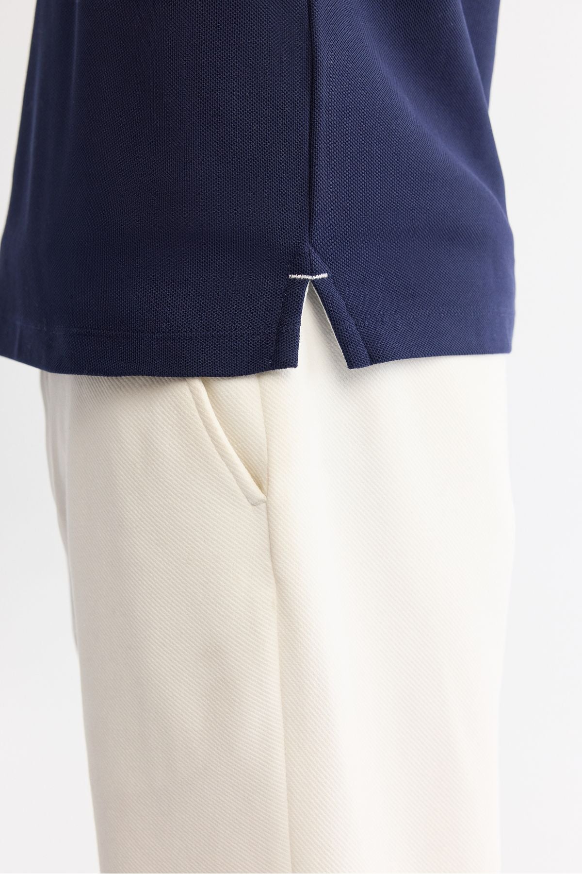 Men's navy blue 2 button cotton Polo Yaka Sweatshirt B001080