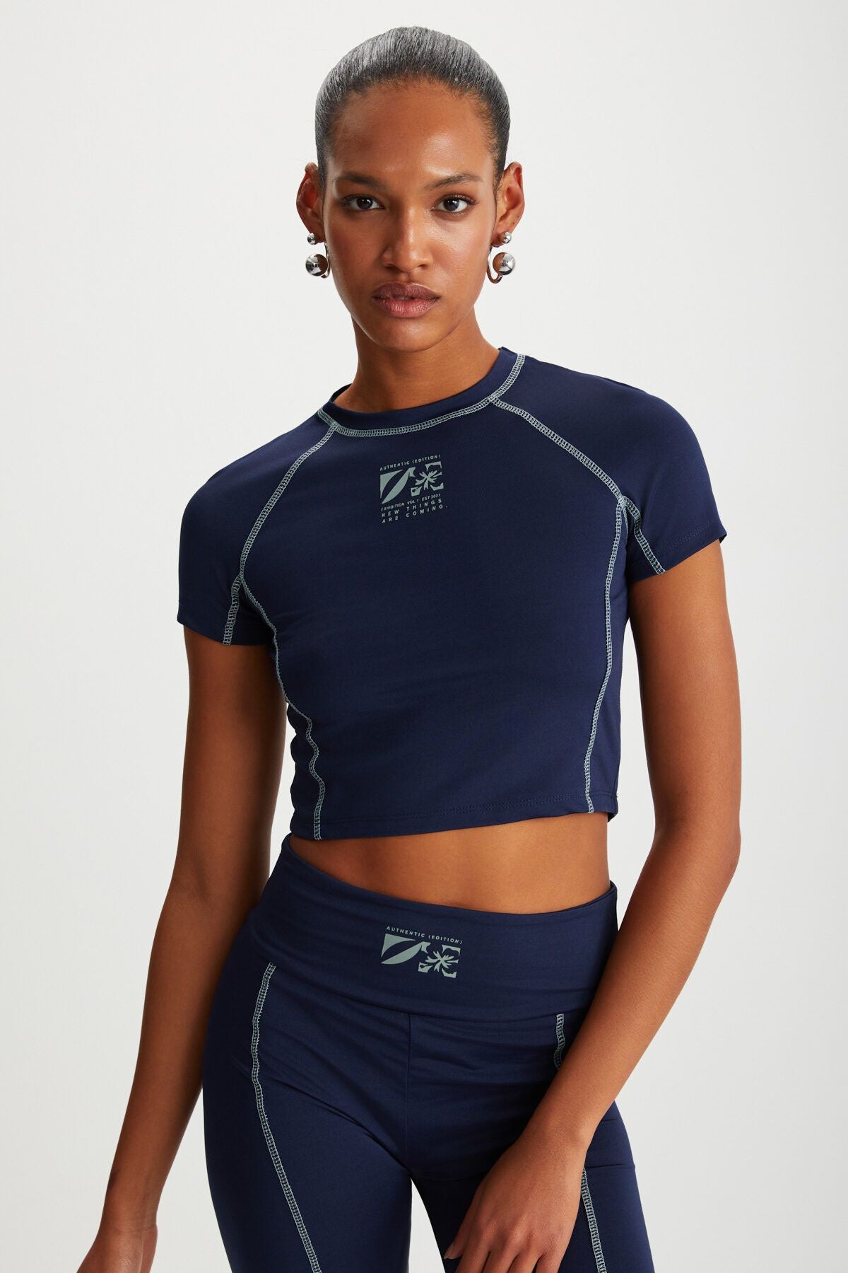 Roman Women's Bike Cyprus Pre -printed sporty Crop navy blue bustier