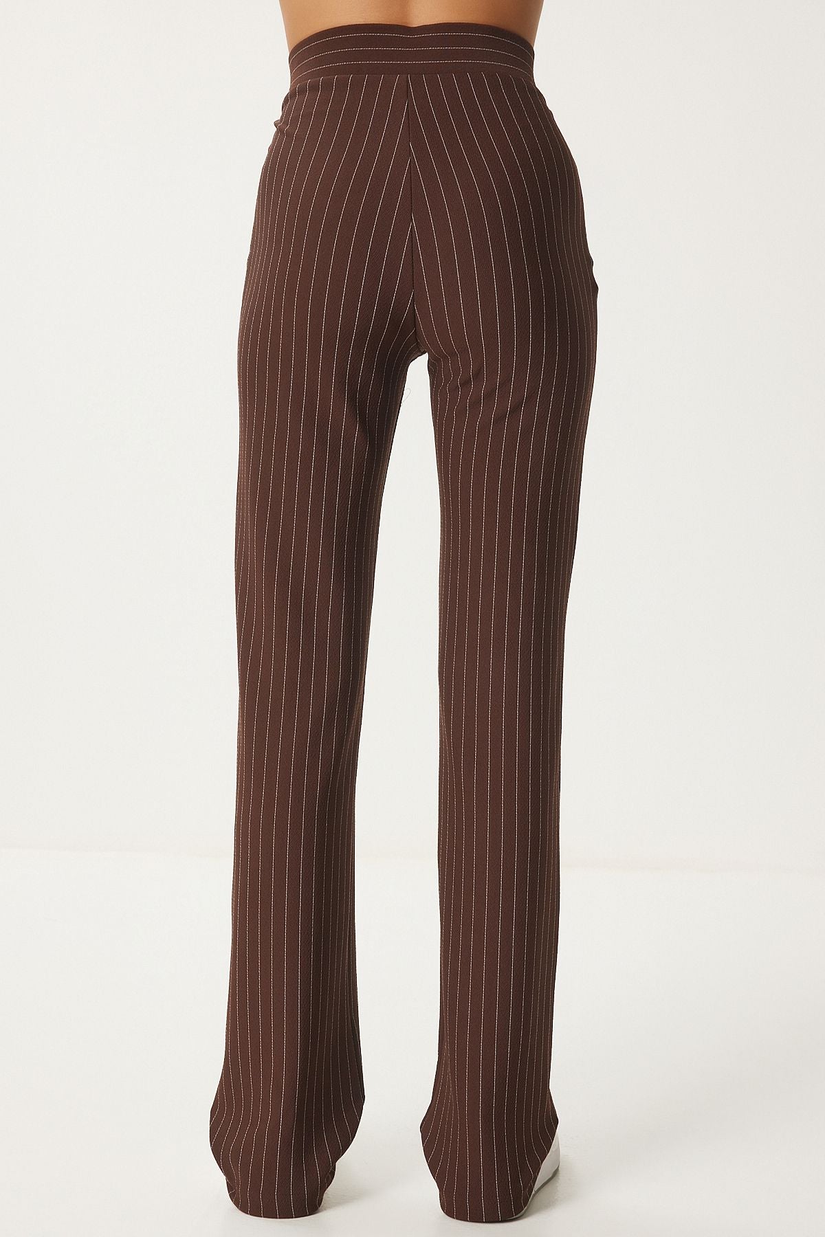 Female brown high waist striped pants RV00094