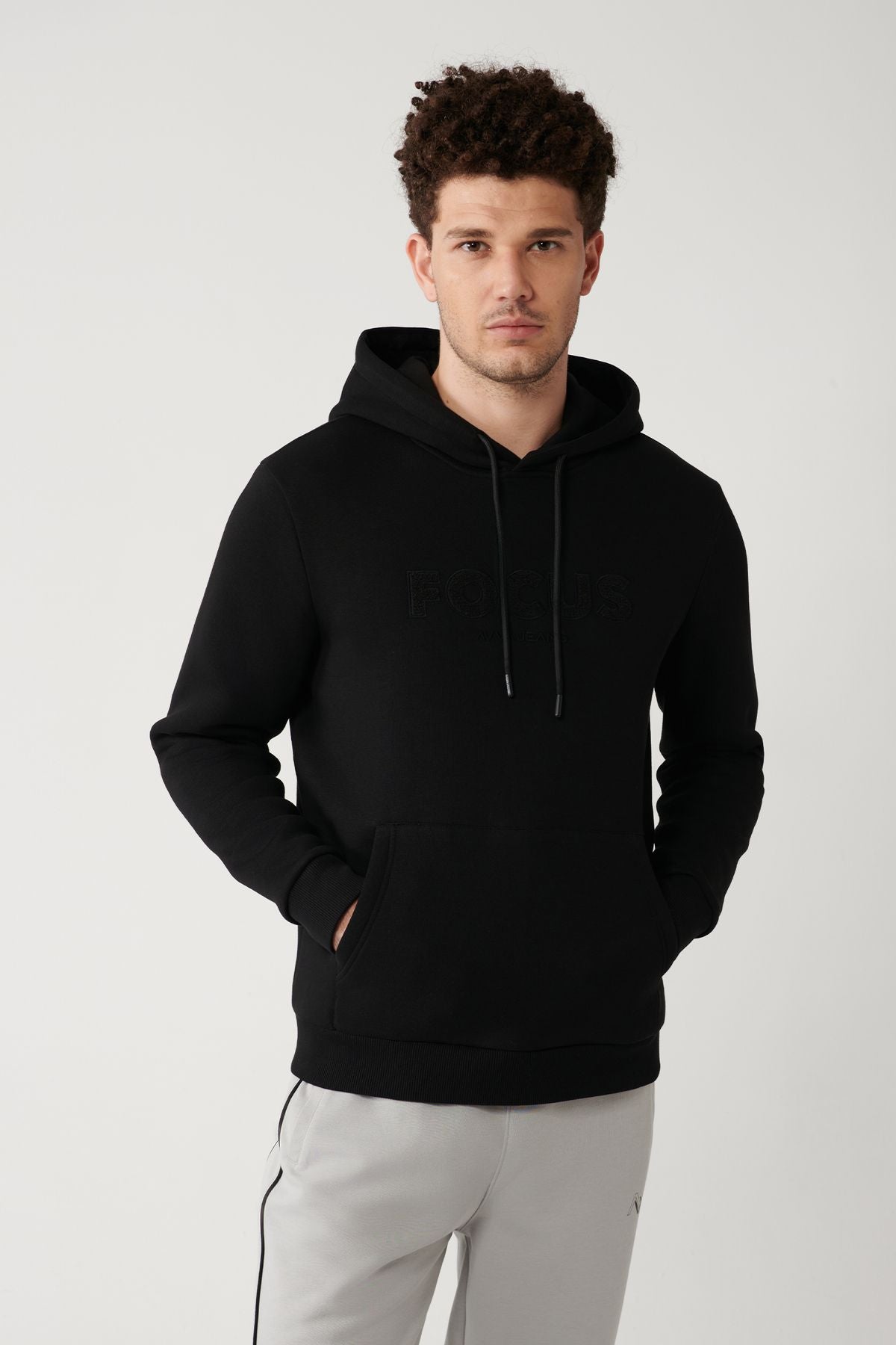 Men's black hooded 3 -IP Kangaroo with Sweatshirt A32y1193