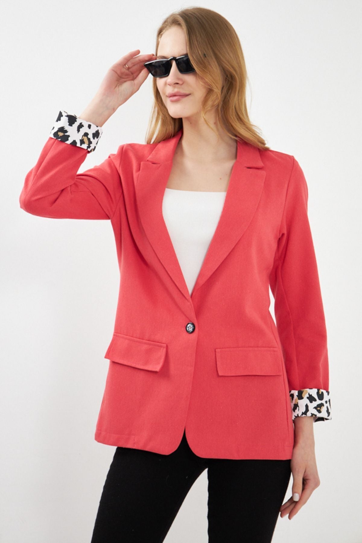 Female Pomegranate Flower Dekaeksi Jacket Jacket Pocket Cover Arm-Leopard Arm-24Y001039