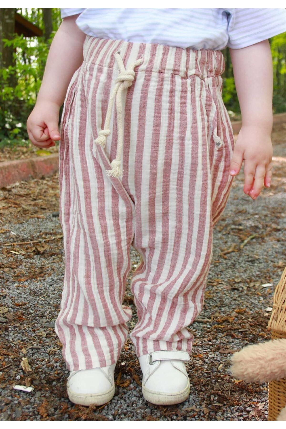 Müslin Pants 1-7 Years Red Striped