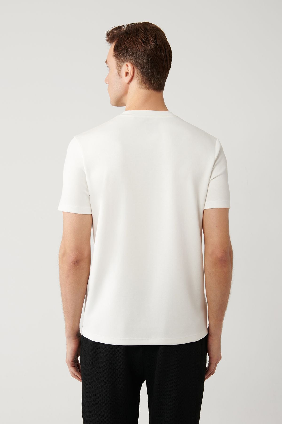 Men's White Bicycle Collar Printed Interlok T-Shirt A41y1013