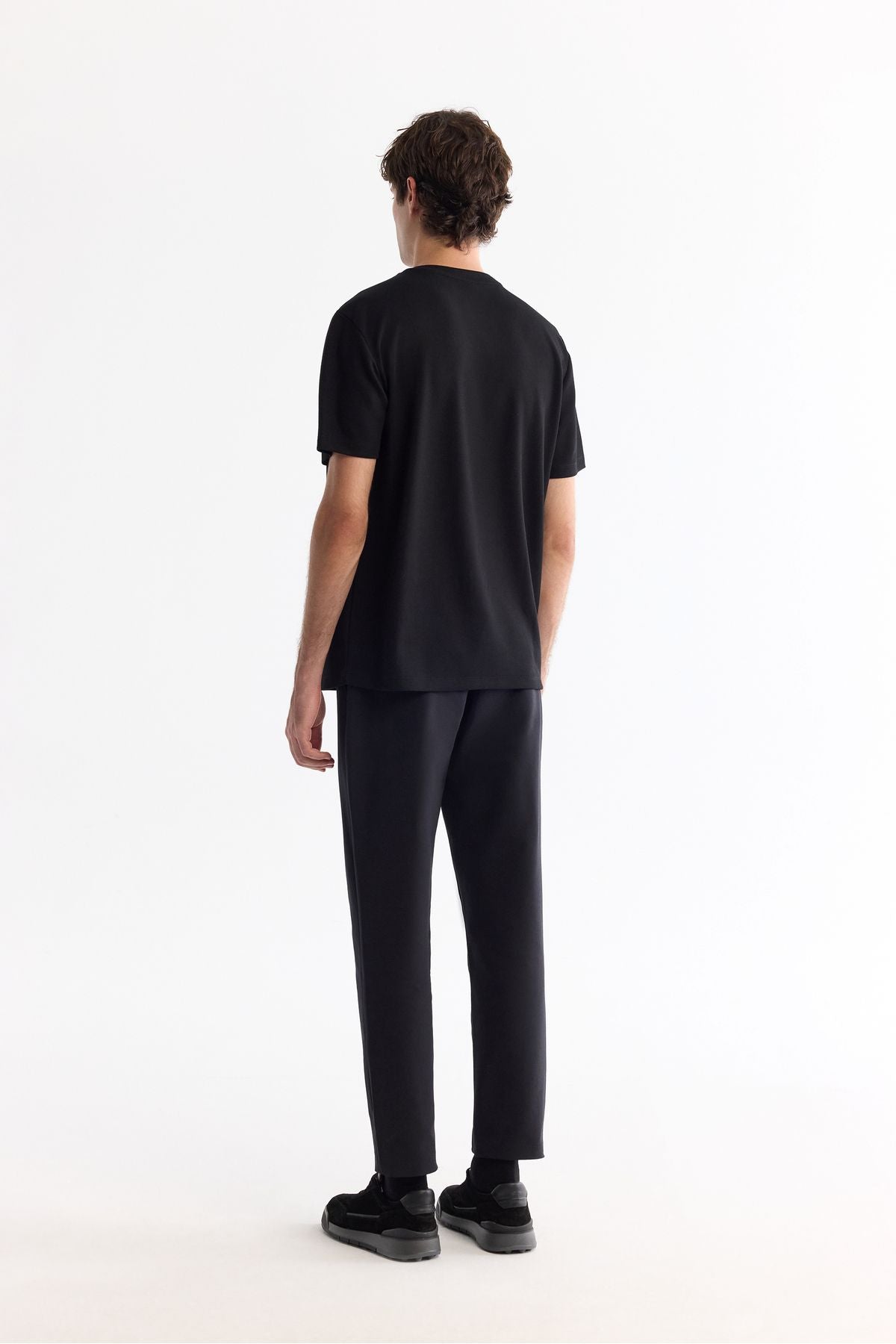 Men's black bike collar Elastan Interlok T-shirt A42y1003