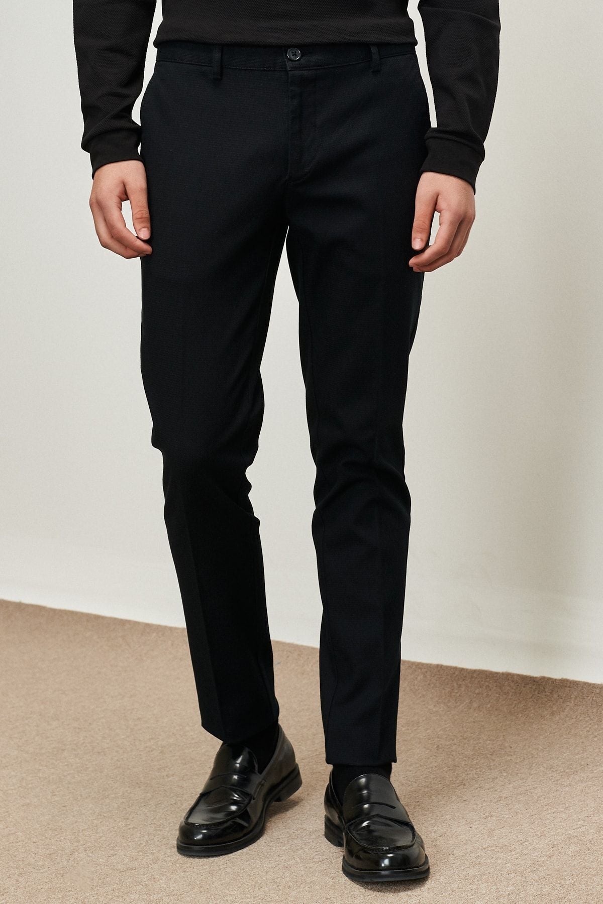 Men's black slim fit narrow -cut Amest Amelor Flexible Casual Pants