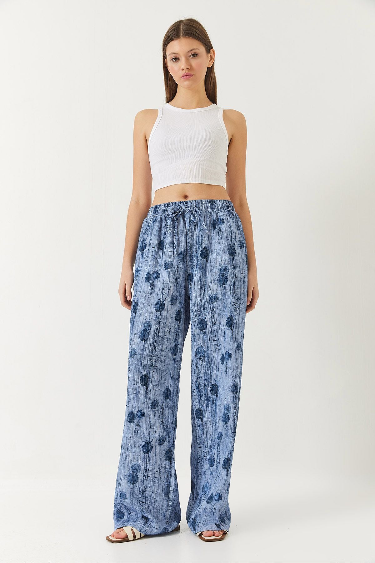 Women's Waist Lacık with Laccked Palazzo Pants 80167 60271064
