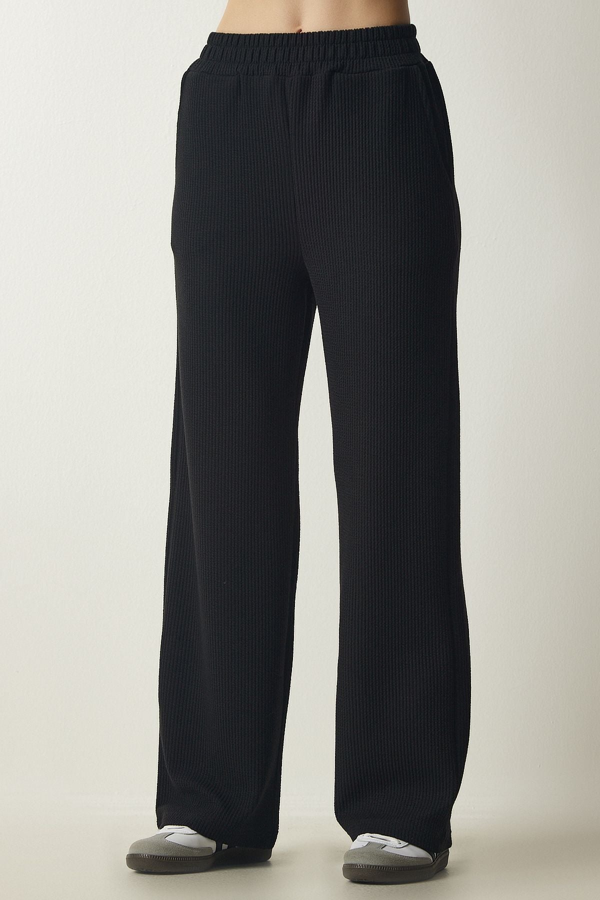 WOMEN BLACK RECEPED KNITTING Pants EW00005