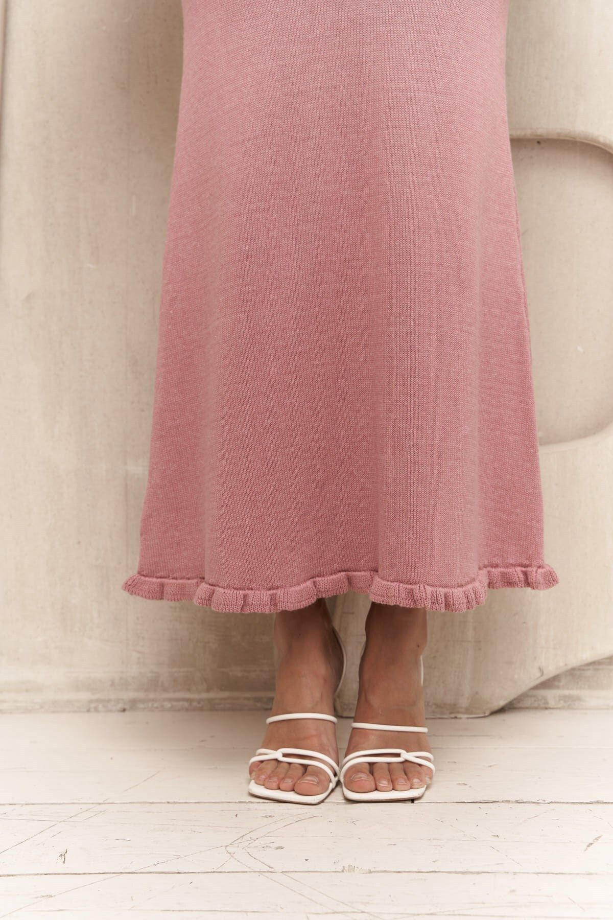 Angela Back Décollette Pink knitwear dress