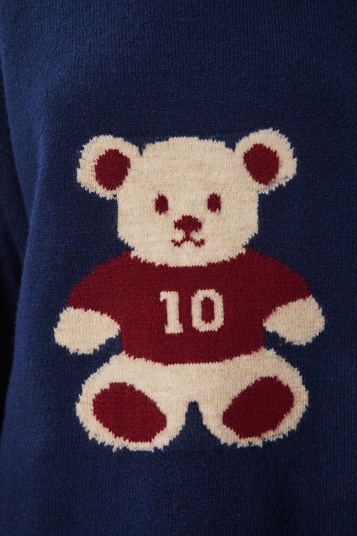 Woman Navy Blue Teddy Tattered Soft Knitwear Sweater MX00177