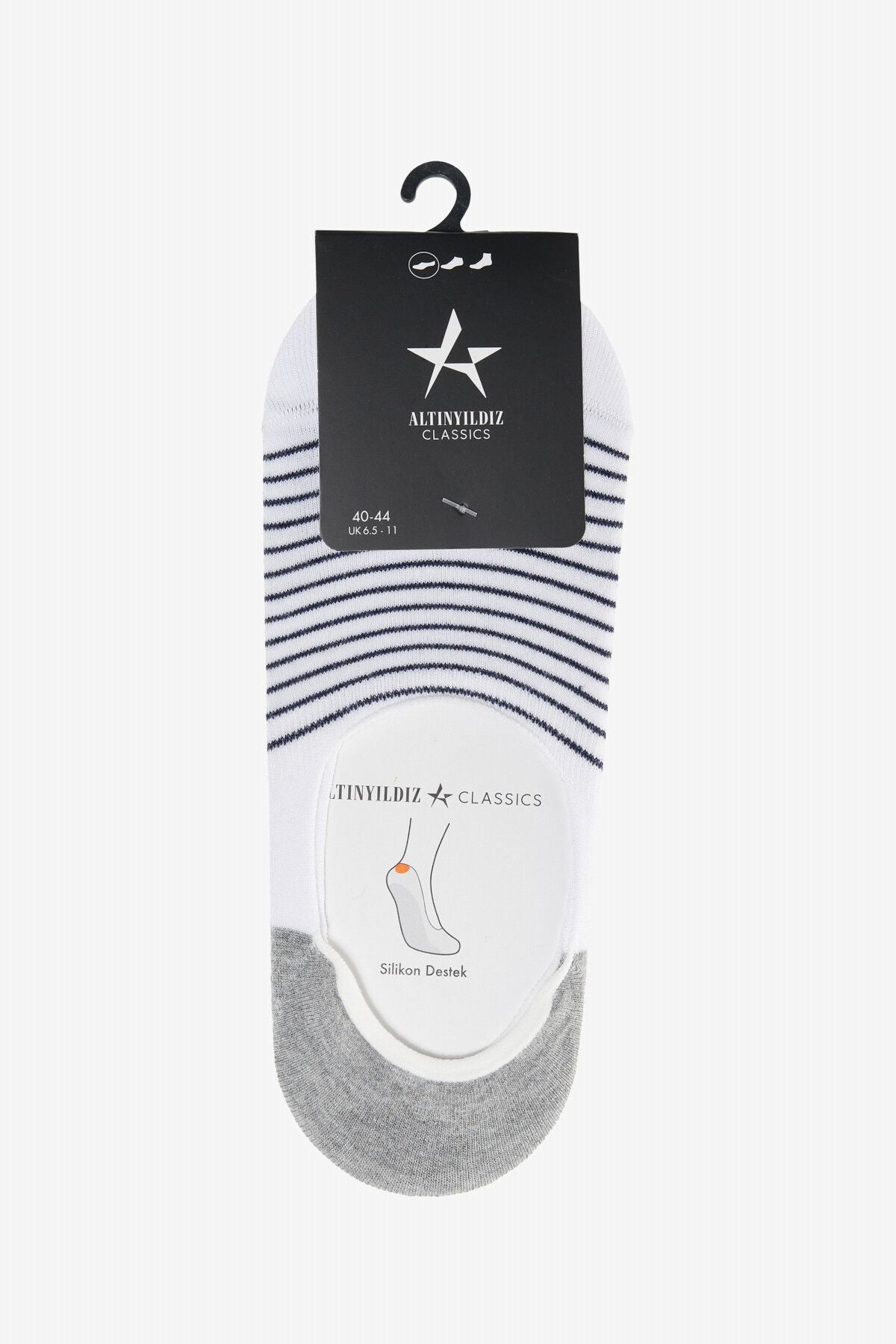 Men's white-blue silicone supported single ballet socks