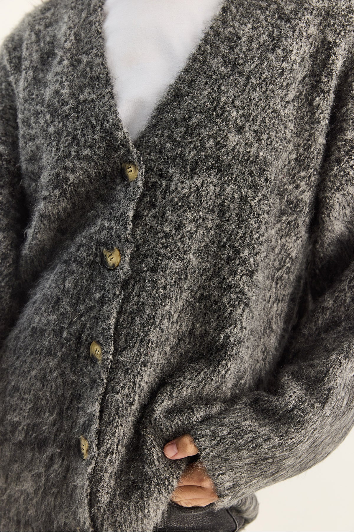 Women's V-Neck Rose Gold Buttoned Knitwear Cardigan 20258056