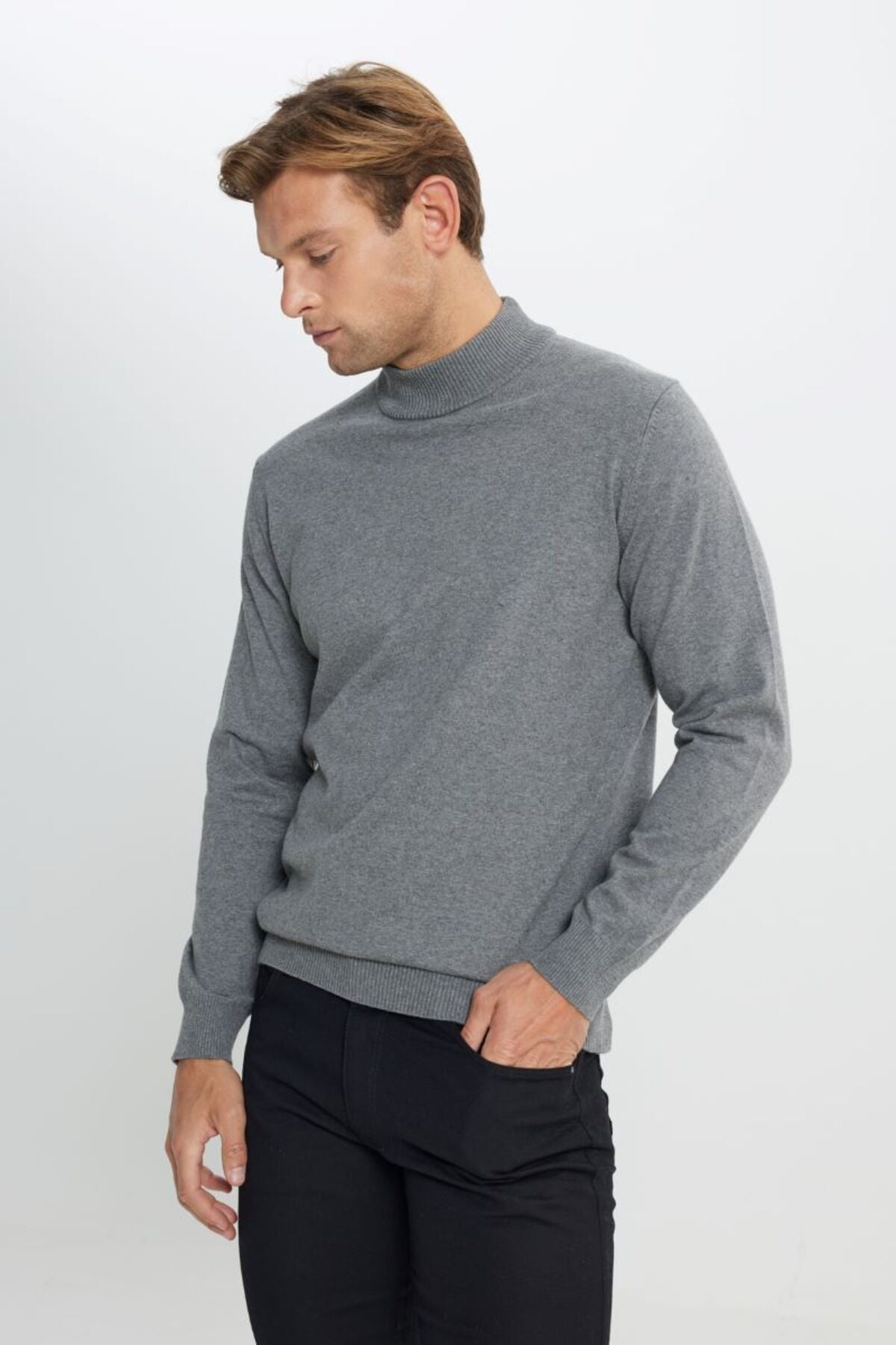 Cotton Standard Fit Normal Cut HALF FISHER YAKA KNIT