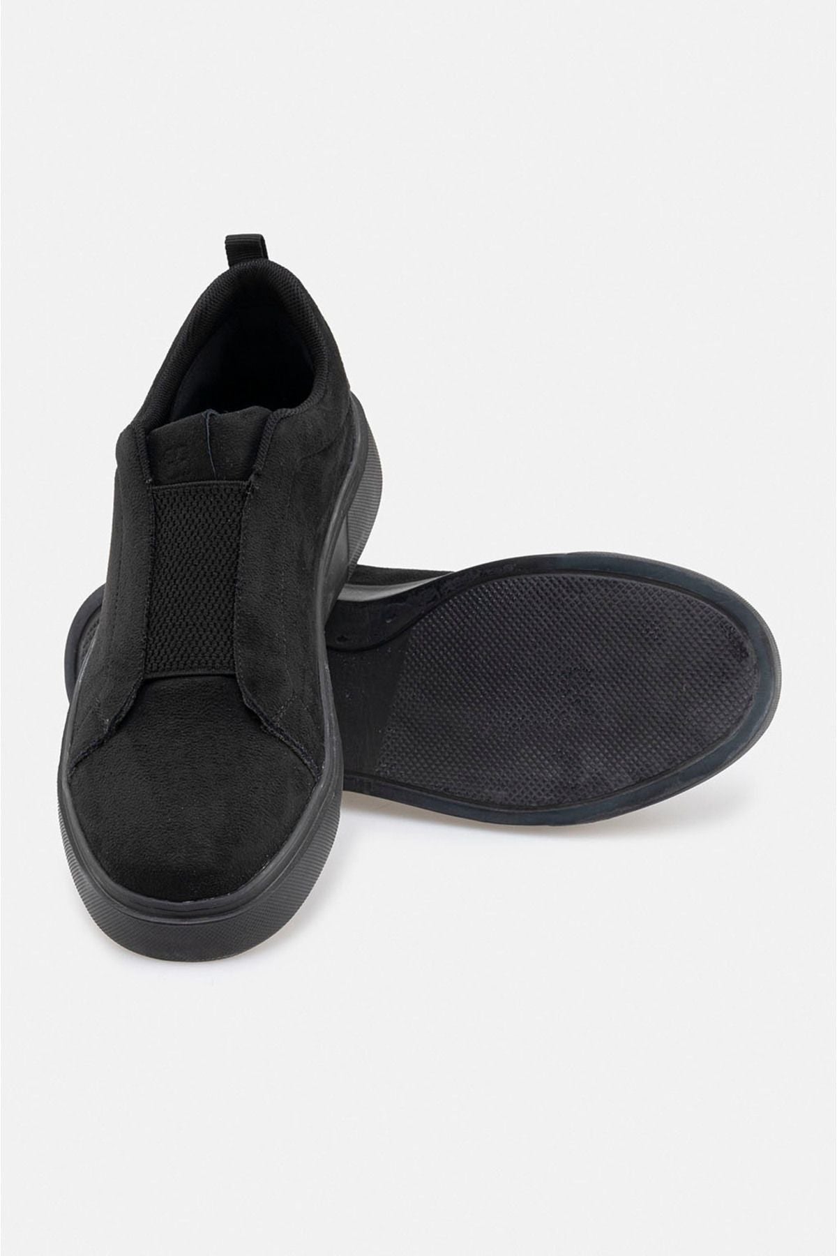 Men's black rubber band detailed flexible floor casual shoes A22y8022