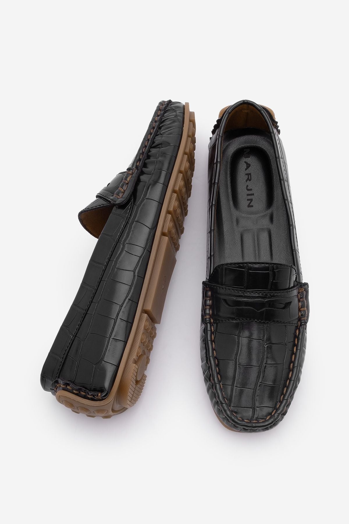 Woman Loafer Daily Shoes Feryus Black Croco