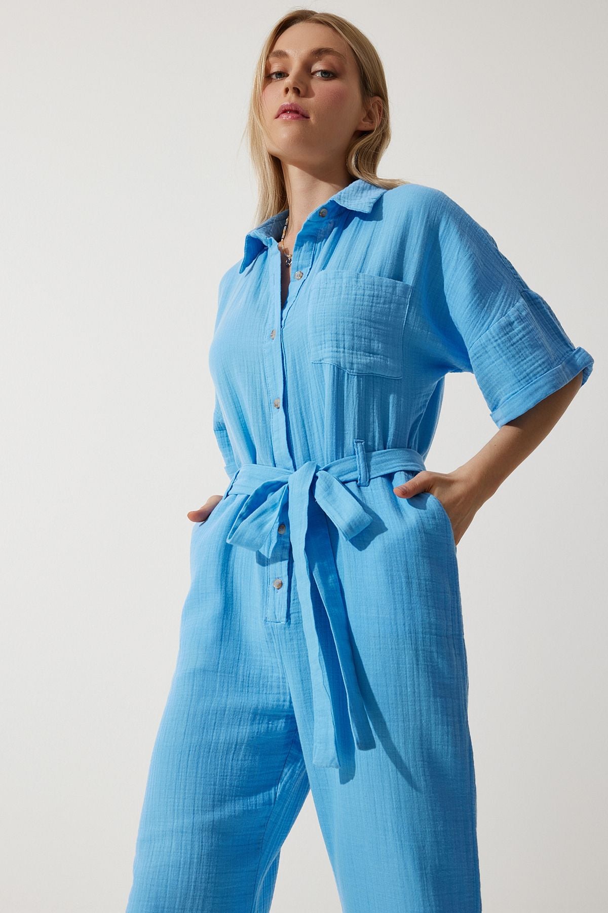 Women's Blue Premium Belt Muslin Tulum RG00029