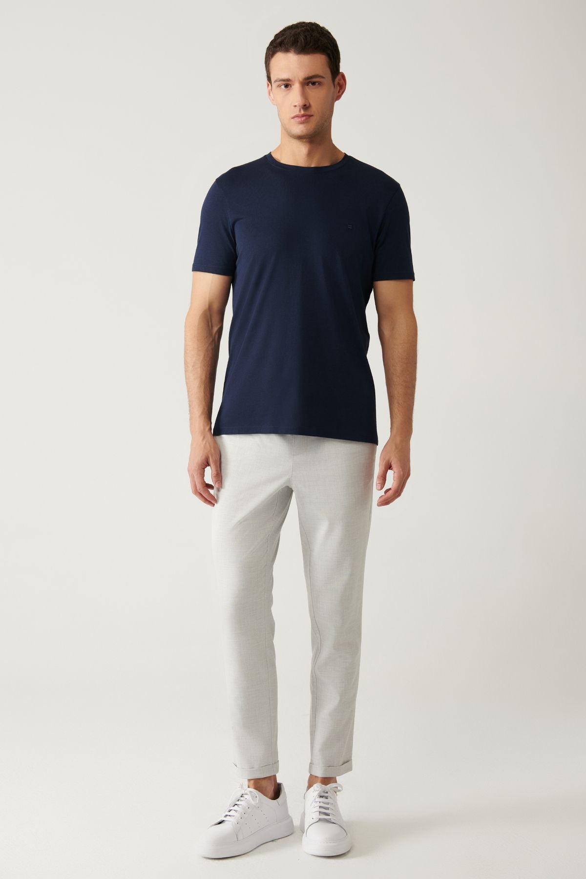 Men's Navy Blue Ultrasoft Bicycle Collar Flat Modal T-Shirt B001171