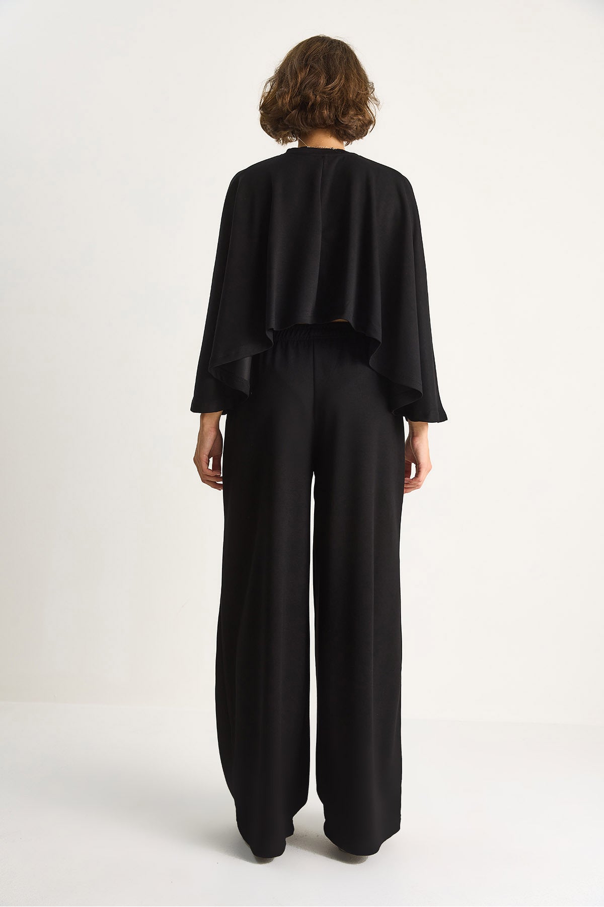 Women's Bat Sleeve Crop Elastic Waist Trousers Modal Bottom-Top Set 4025 60284068