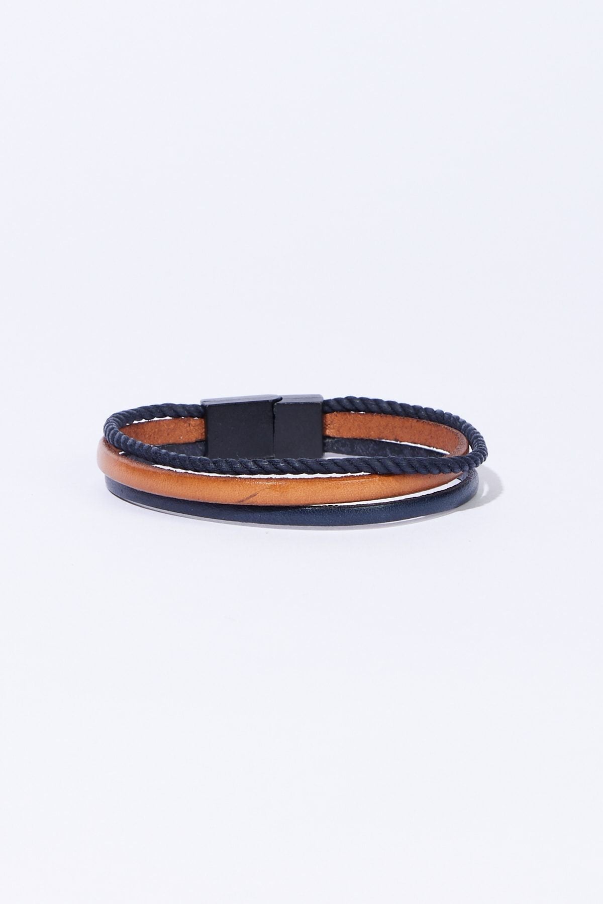 Men's Navy Blush-Brown 100 %Leather Bracelet