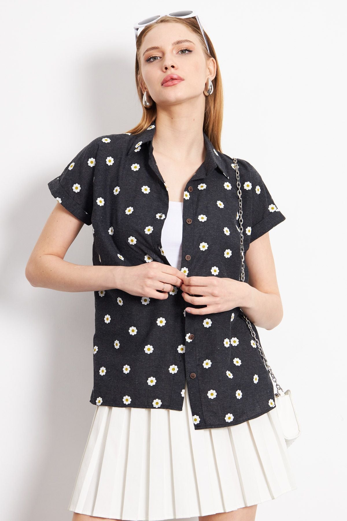 WOMEN'S ARRASSIT PATTERN SHORT SOLD SHIRT ARM-221052