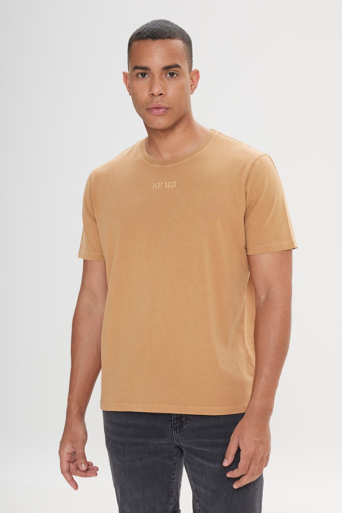 Men's Light Brown 100 %Cotton Standard Fit Normal Normal Cut Bike T -shirt