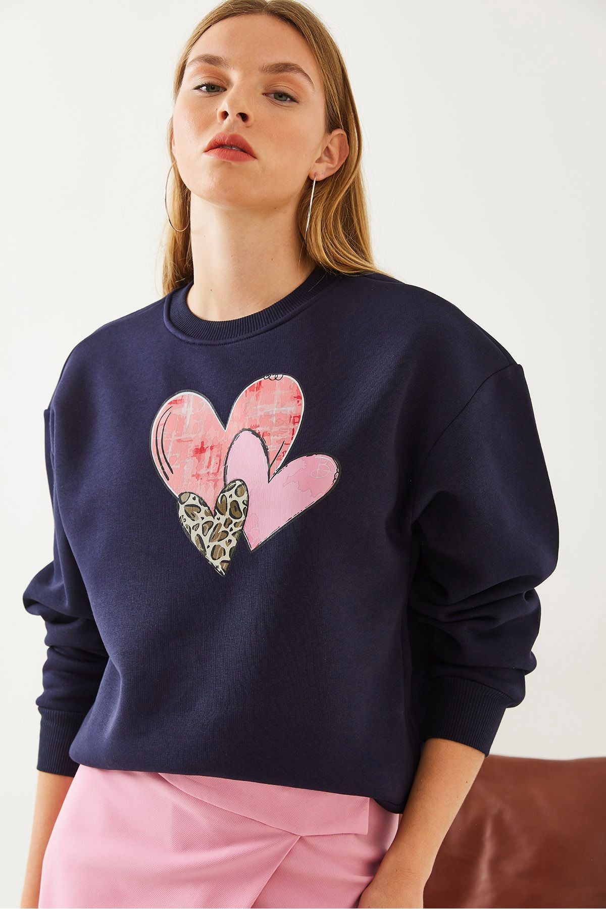 Women's Heart Printed Sweatshirt MBHS017 60601017